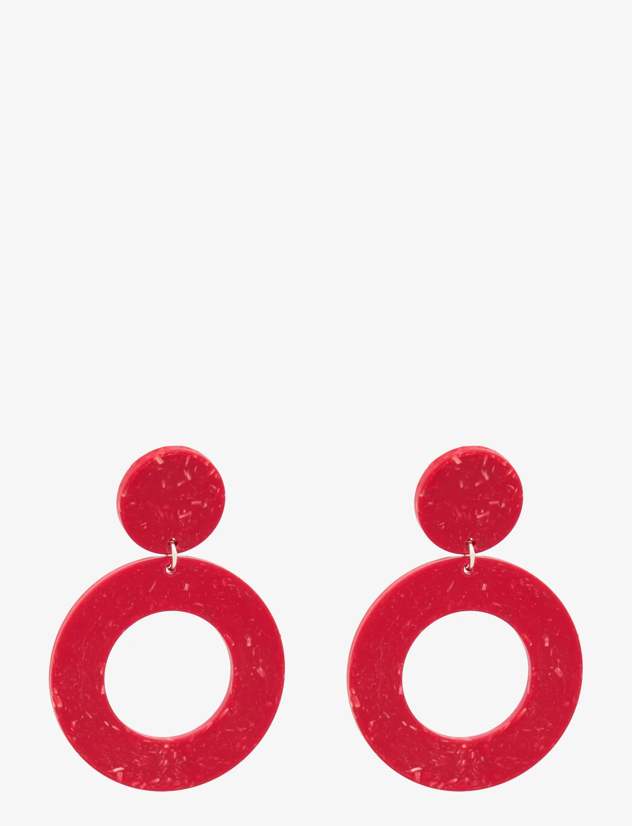 Papu - CIRCLE EARRINGS No.1, Juicy Red - roikkuvat korvakorut - red - 0