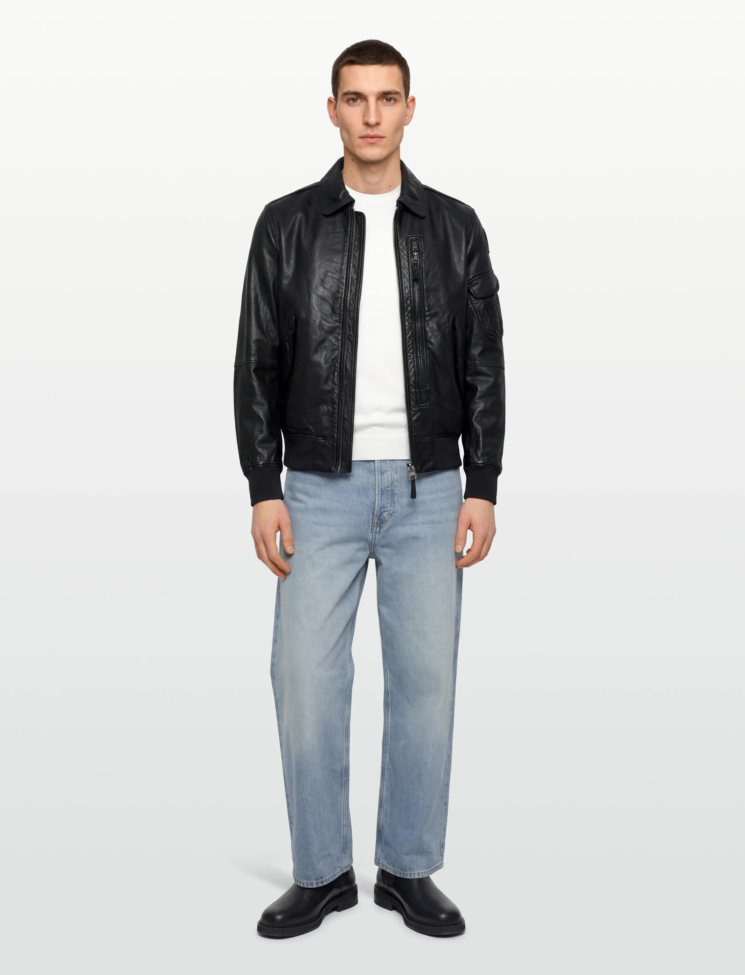 Parajumpers Brigadier Leather Jacket, M, Jackets, Grau - Leather, Männerswear