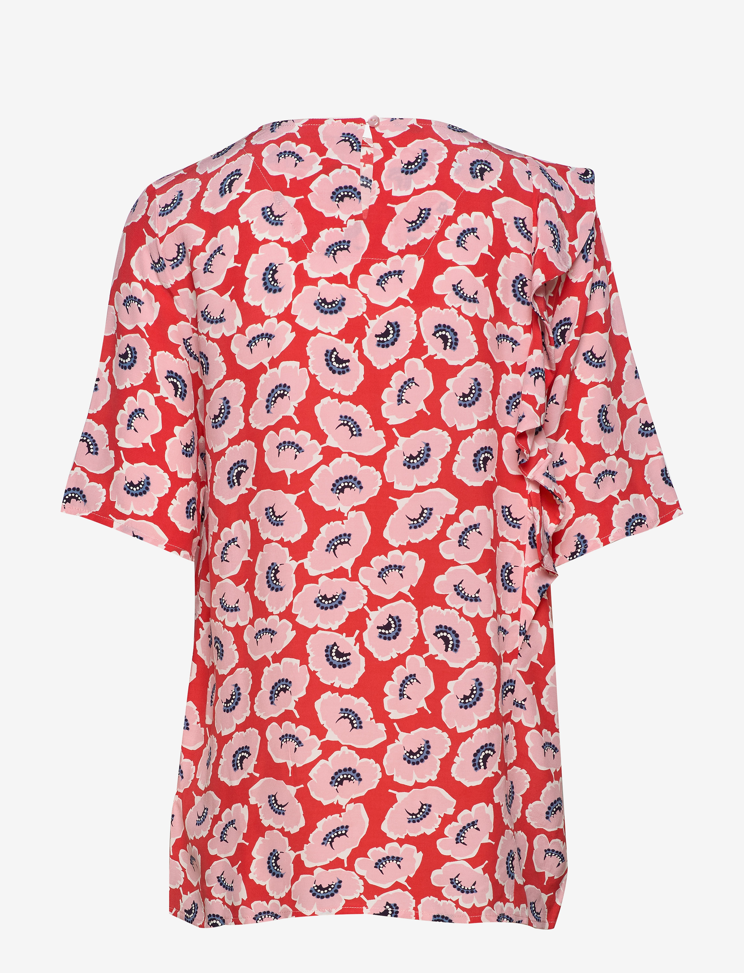 Park Lane - Blouse with diagonale frill - kortærmede bluser - strawberry small flower - 1