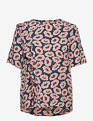 Park Lane - Blouse with diagonale frill - short-sleeved blouses - dark denim - 0