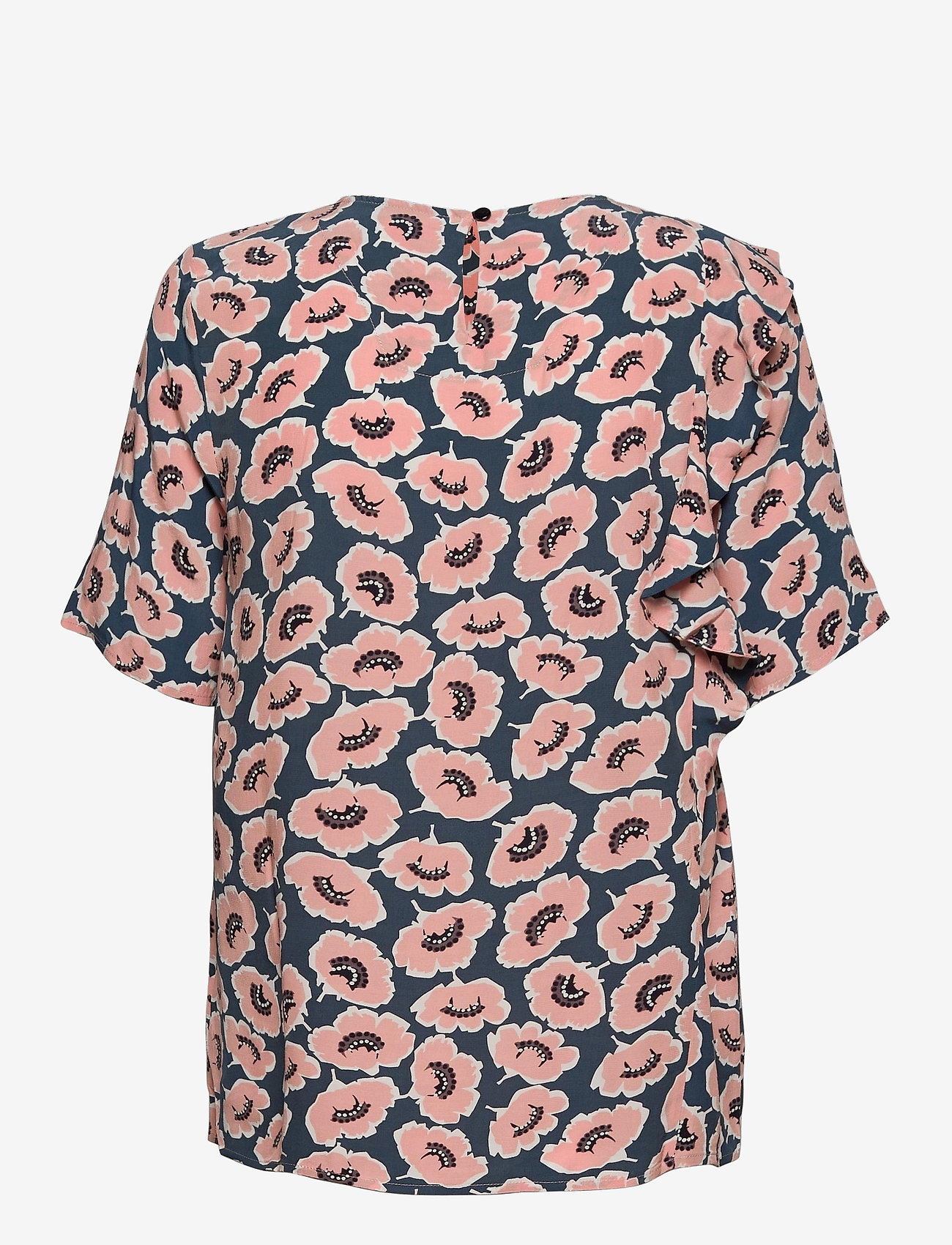 Park Lane - Blouse with diagonale frill - kurzämlige blusen - dark denim - 1