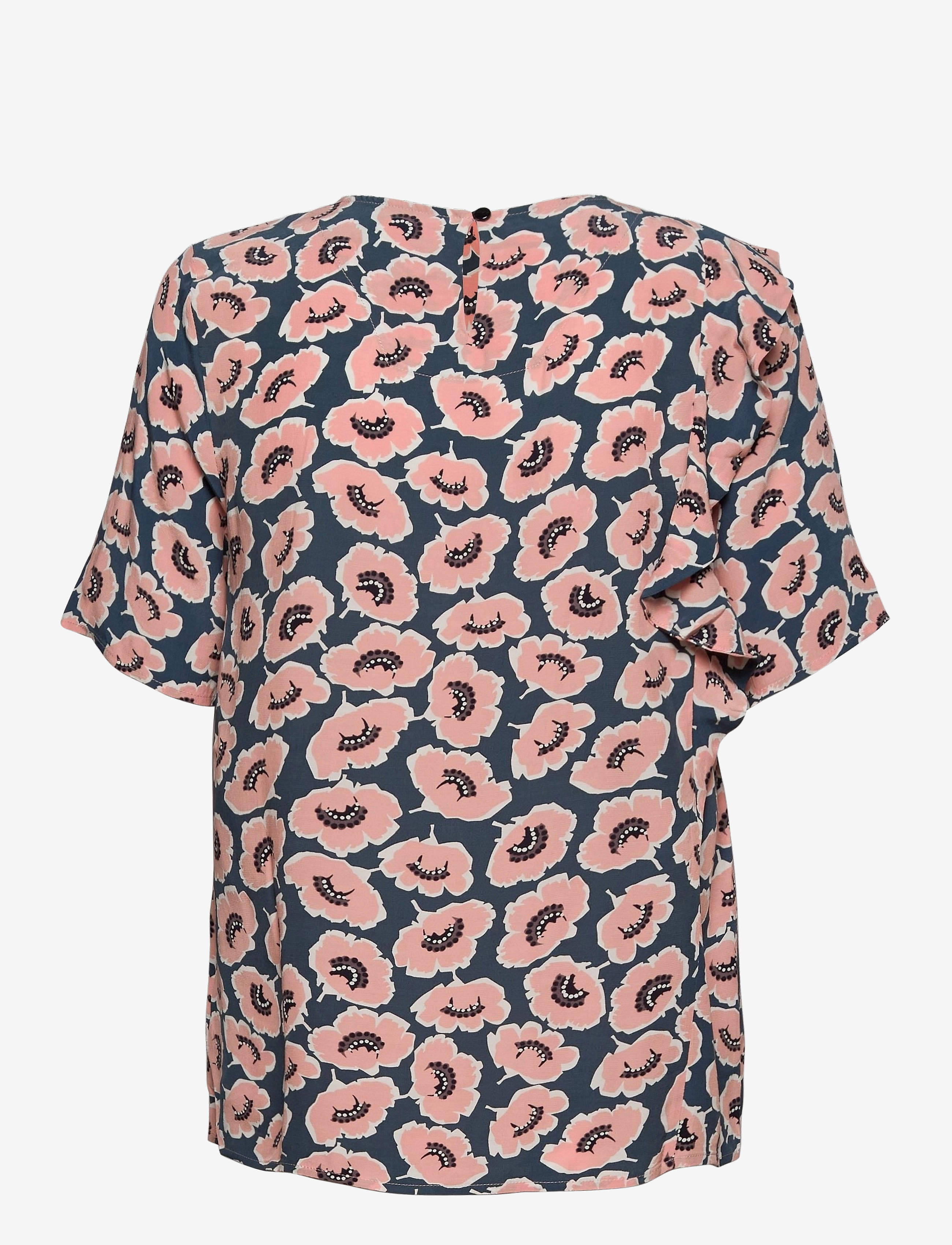 Park Lane - Blouse with diagonale frill - kortermede bluser - dark denim - 1