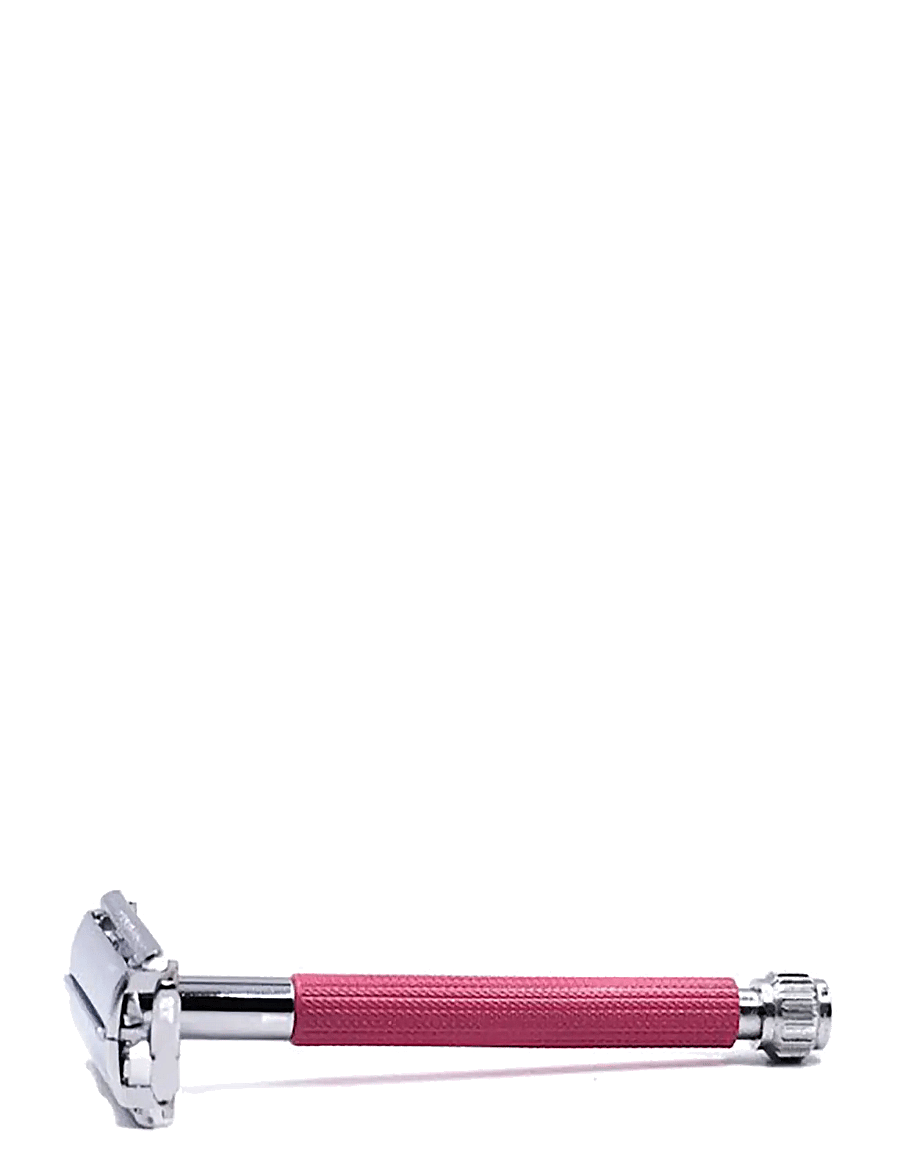 Parker - 29L - Pink - Ladies Textured Long Handle Butterfly Open Safety Razor - raseerimine - pink - 1
