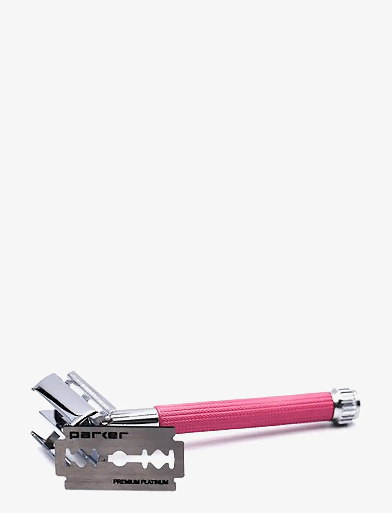 Parker - 29L - Pink - Ladies Textured Long Handle Butterfly Open Safety Razor - rakning - pink - 2