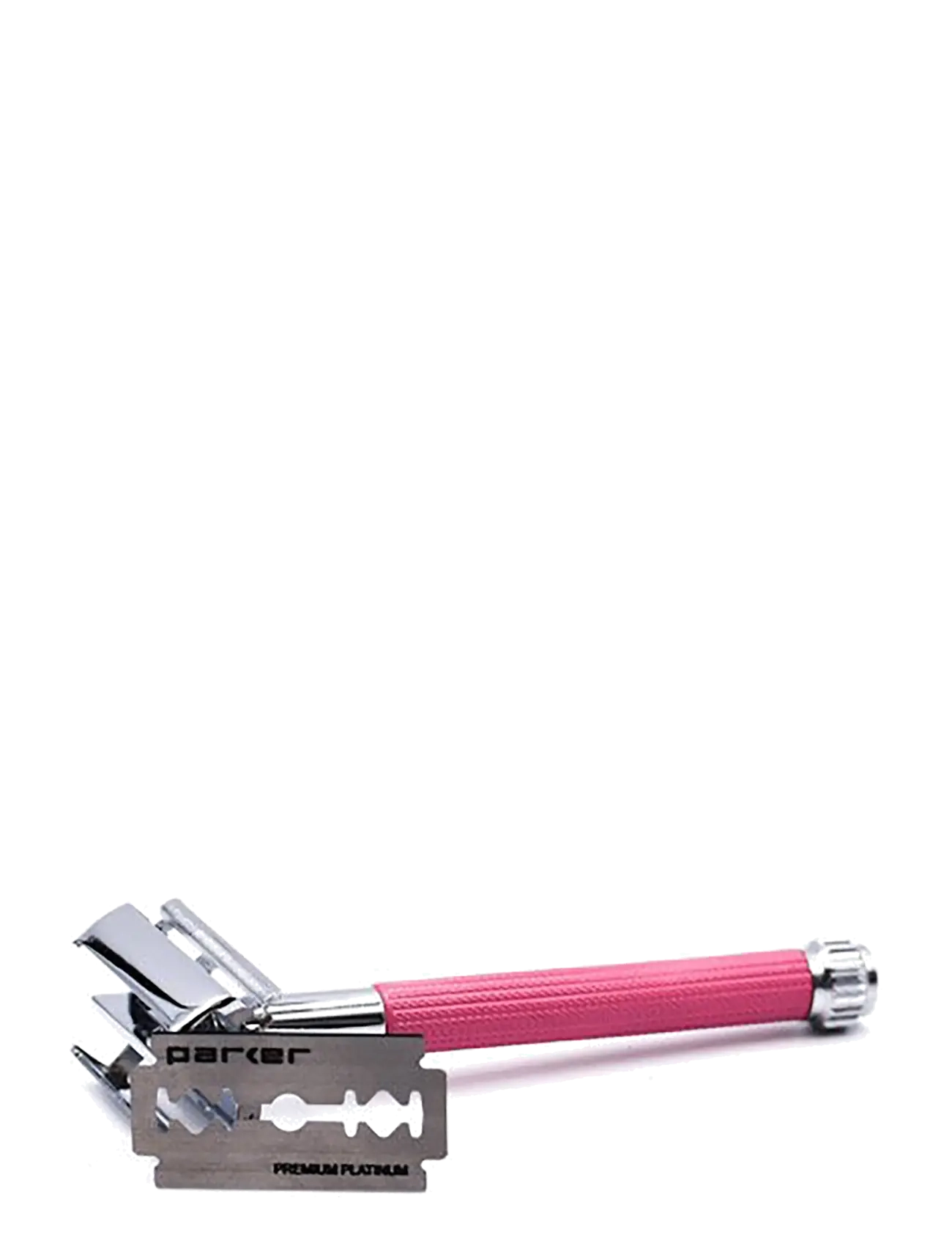 Parker - 29L - Pink - Ladies Textured Long Handle Butterfly Open Safety Razor - barbering - pink - 2