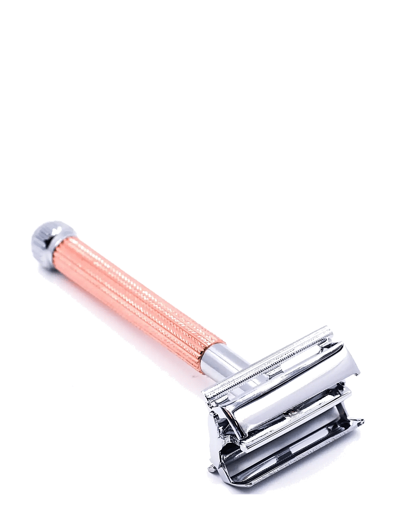 Parker - 29L - Rose Gold - Ladies Textured Long Handle Butterfly Open Safety Razor - raseerimine - rose gold - 2