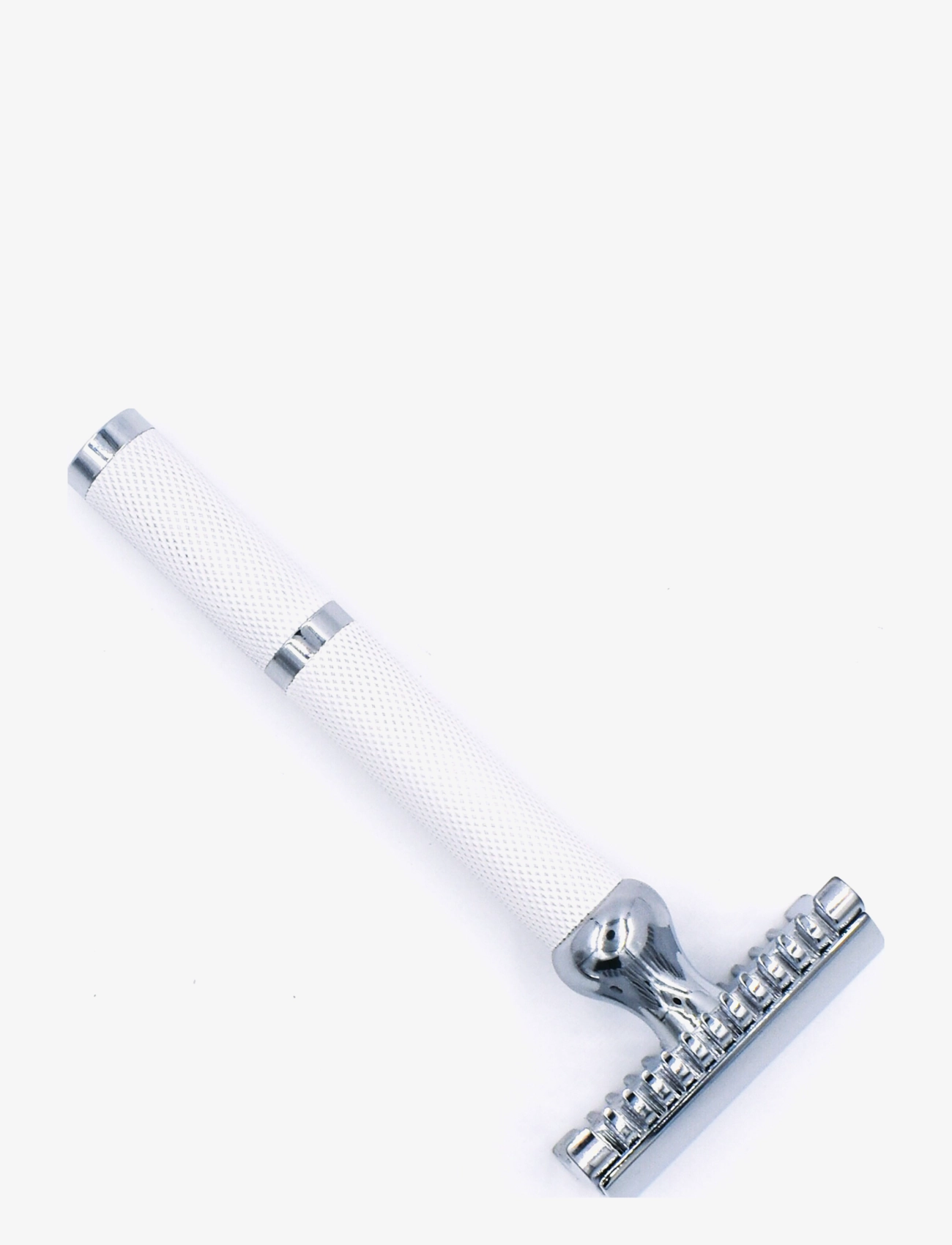 Parker 70C - Unisex White & Chrome Handle Open Comb Head 3 Piece Safety Razor - Pardlid - WHITE / white