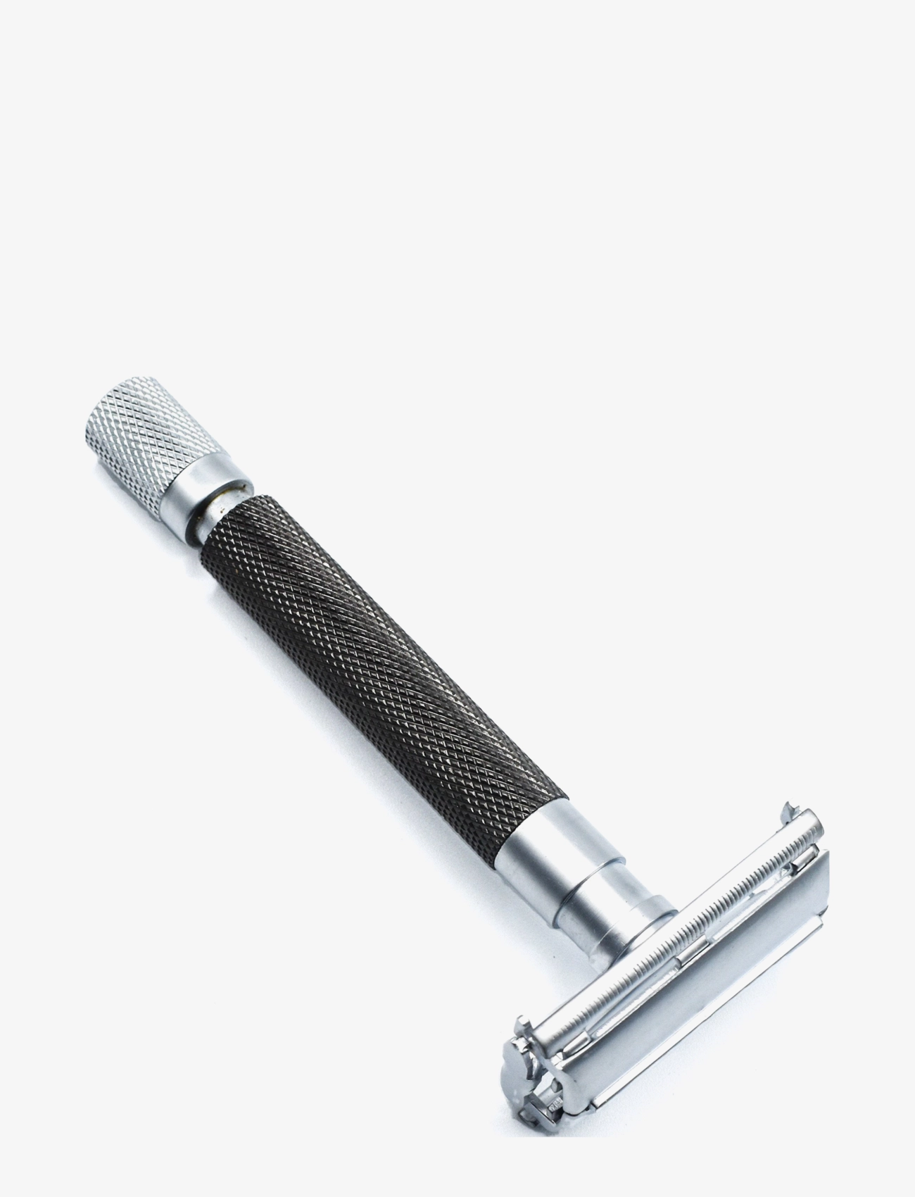 Parker 74R - Graphite - Satin Chrome Textured Heavy Weight Butterfly Open Safety Razor - Forbrúnka - GRAPHITE / black