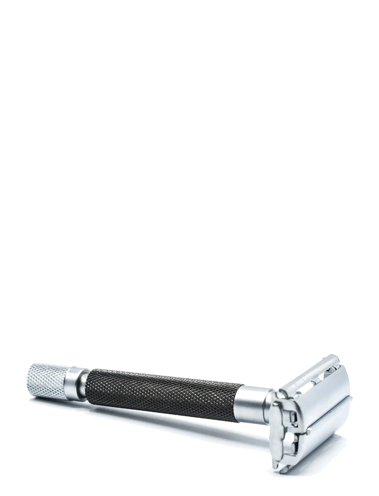 Parker - 74R - Graphite - Satin Chrome Textured Heavy Weight Butterfly Open Safety Razor - barbering - graphite - 1