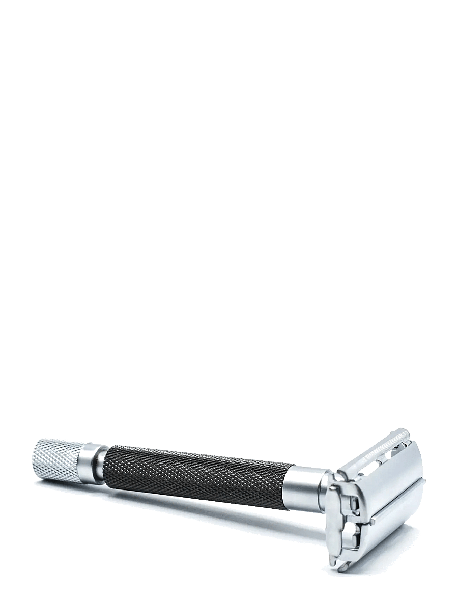Parker - 74R - Graphite - Satin Chrome Textured Heavy Weight Butterfly Open Safety Razor - raseerimine - graphite - 1