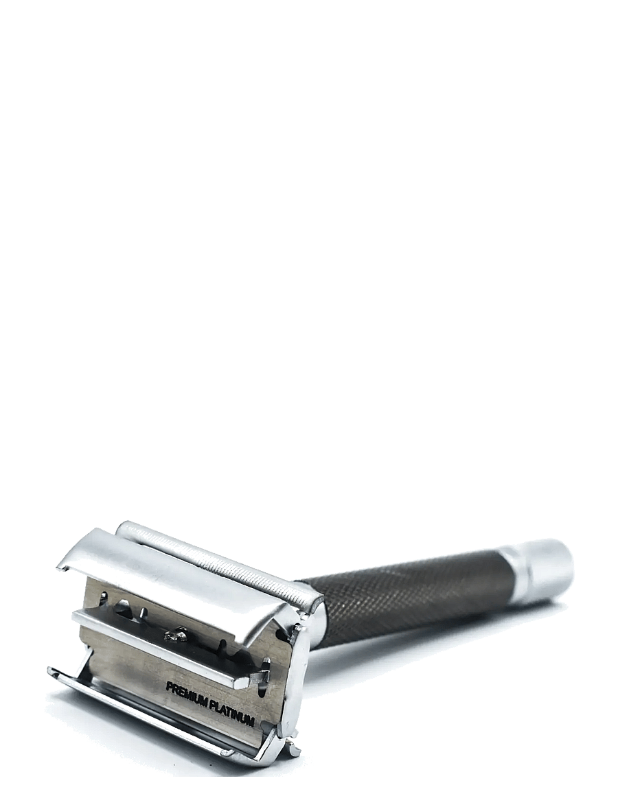 Parker - 74R - Graphite - Satin Chrome Textured Heavy Weight Butterfly Open Safety Razor - raseerimine - graphite - 2
