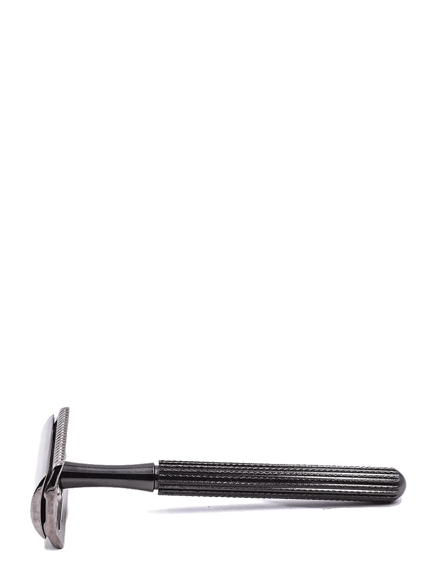 Parker - 78R - Graphite - Unisex Textured Long Handle Three piece Safety Razor with new head - barbering - gunmetal - 1