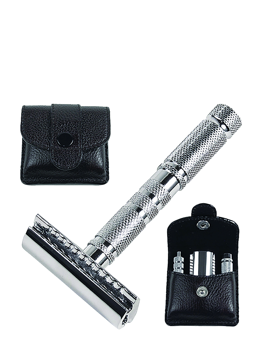Parker - Parker A1R - 4 Piece Travel Razor with Leather Case - giftset - chrome - 0