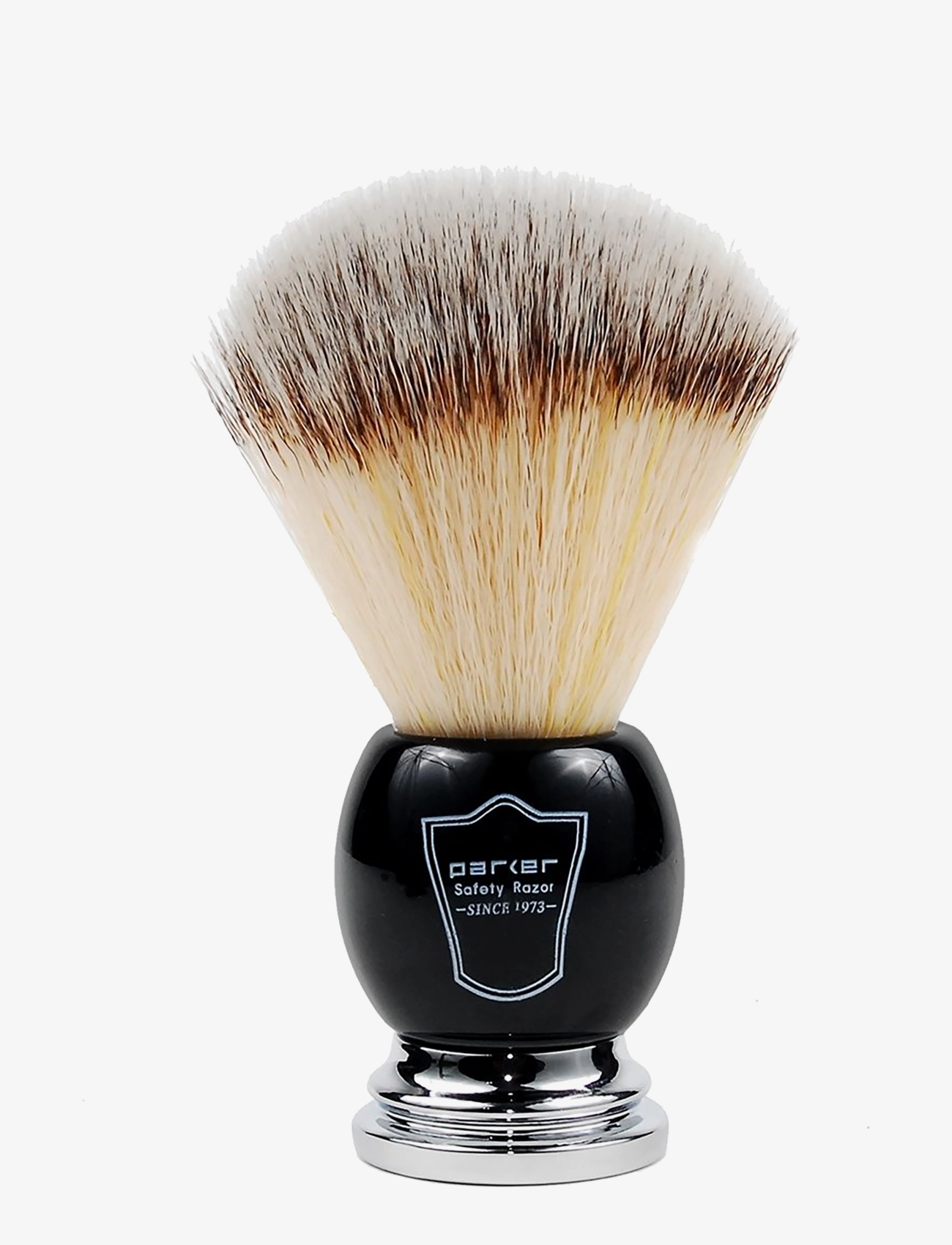 Parker Black Chrome Handle Synthetic Bristle Shave Brush, One Size, Black, Barberingsprodukter > Barberkost, Herre