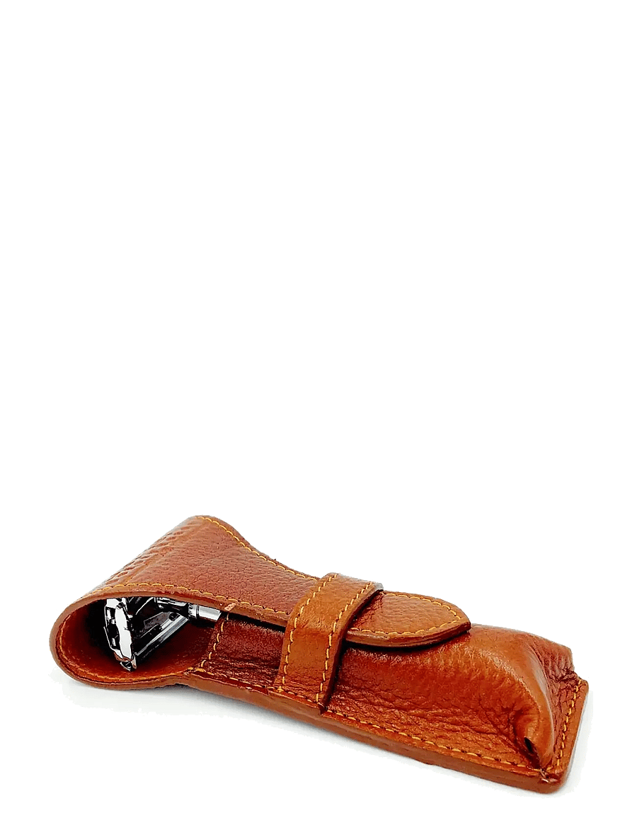 Parker - Leather Pouch Brown for Safety Razors - habemeajamistarvikud - saddle brown - 1