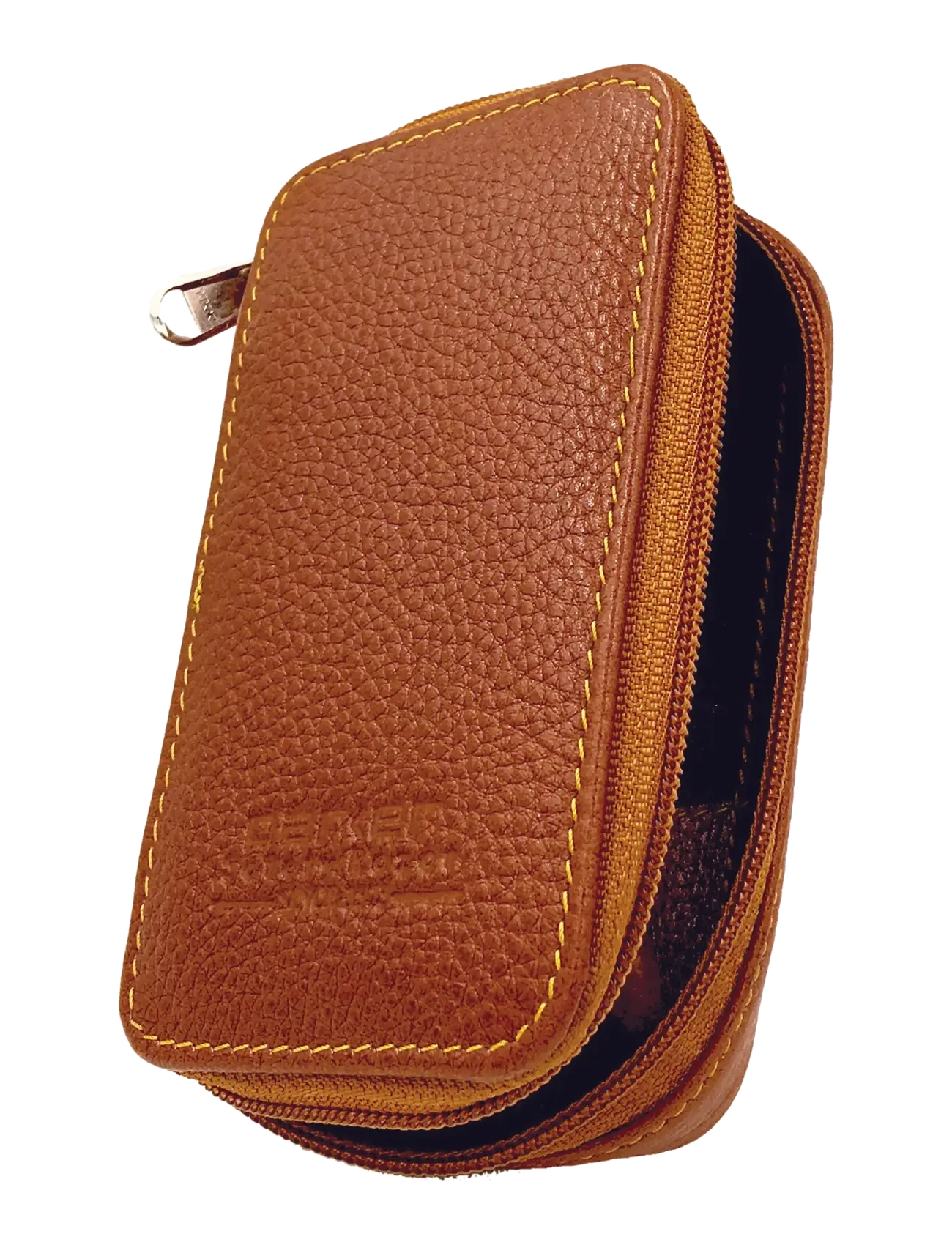 Parker Parker Zipper Close Saddle Leather Case for Safety Razor and Blades - Beauty för Män - SADDLE BROWN / brown
