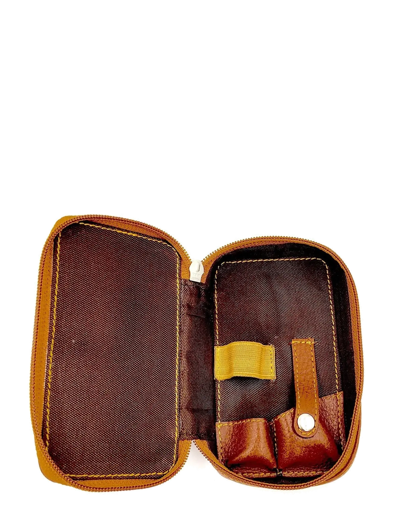 Parker - Parker Zipper Close Saddle Leather Case for Safety Razor and Blades - barberskrabere - saddle brown - 1