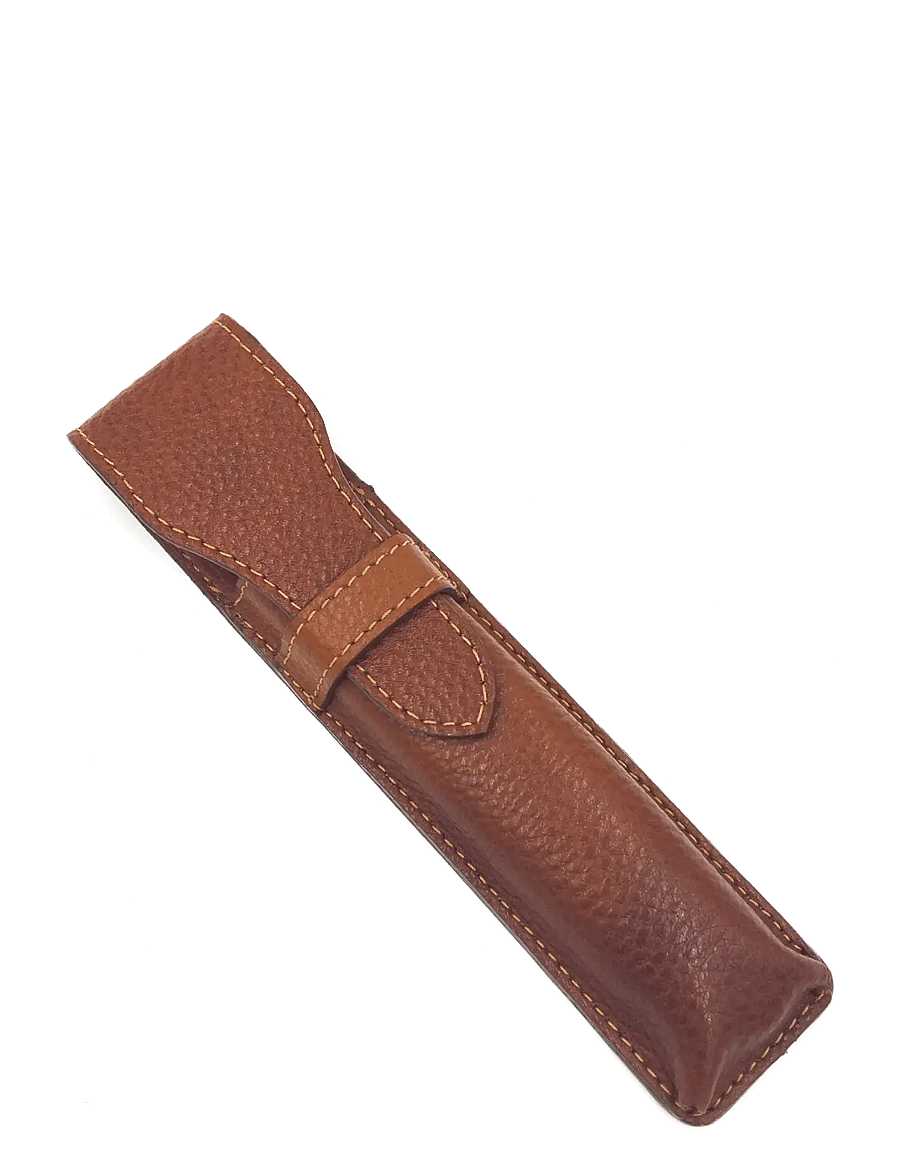 Parker - Parker Leather Pouch Brown for Straight Razors - pardlid - saddle brown - 0