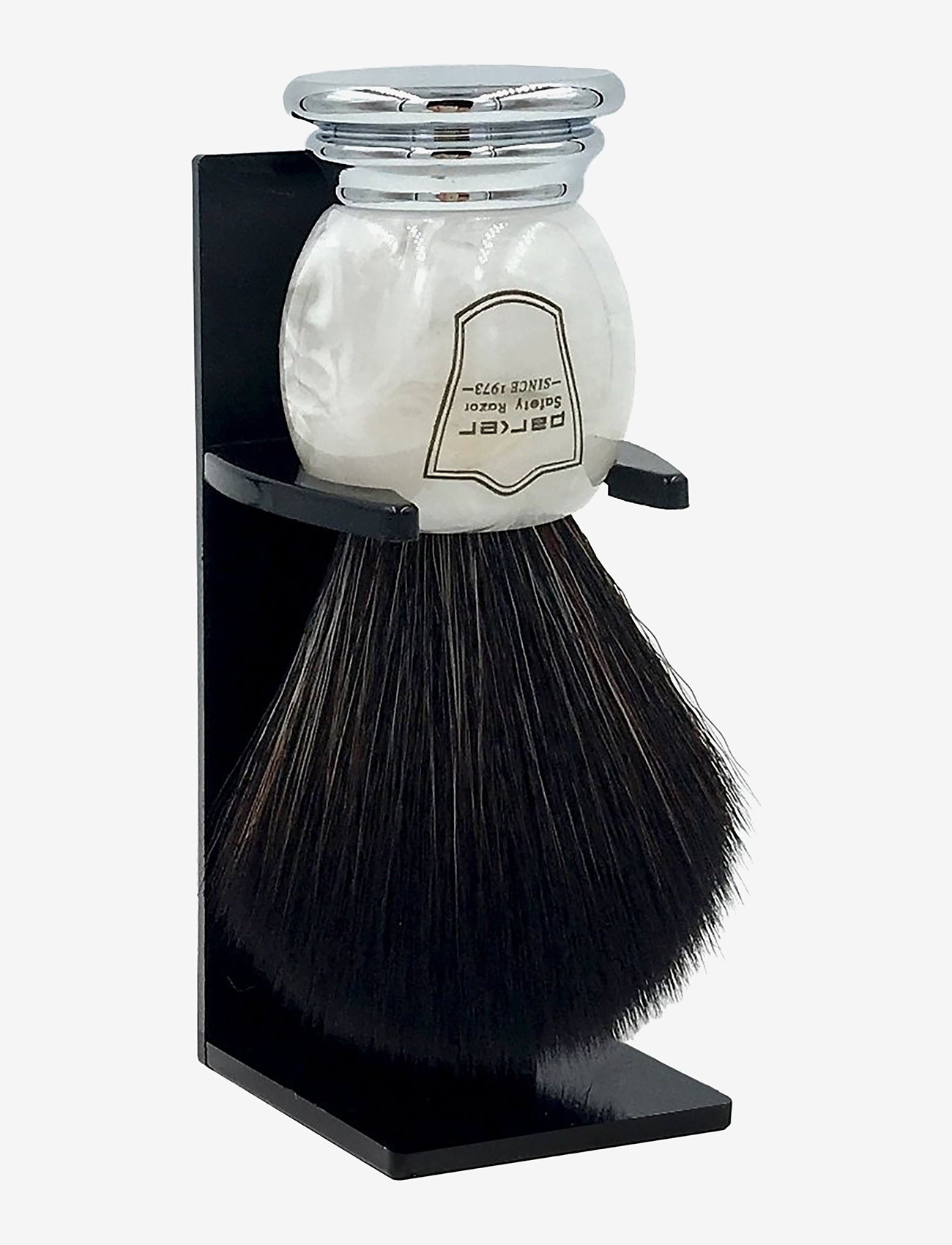 Parker - Marbled Ivory Chrome Handle Black Synthetic Shave Bristle - rakborste - marbled ivory - 1