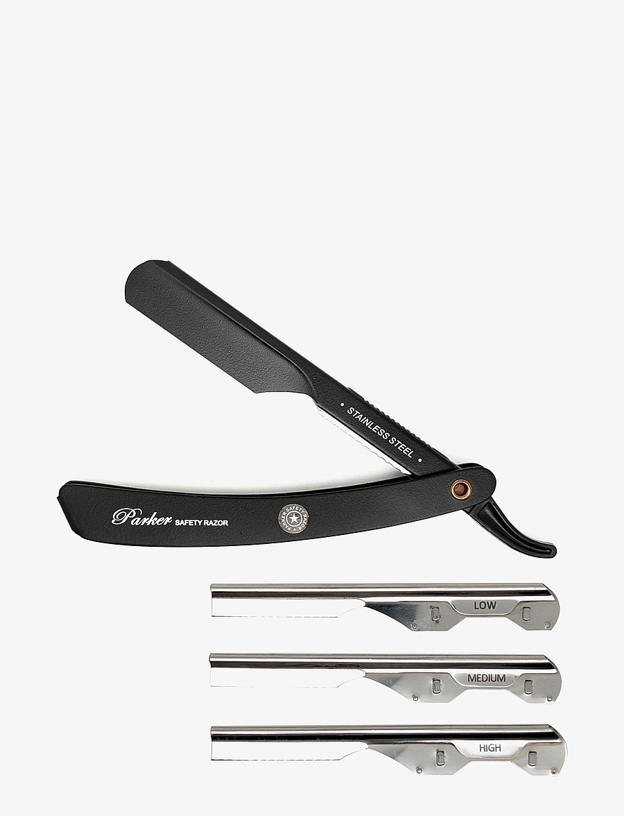 Parker - PTABK Adjustable Push w. 3 blade option Metal Black Barber/Straight Razor - pardlid - black - 0
