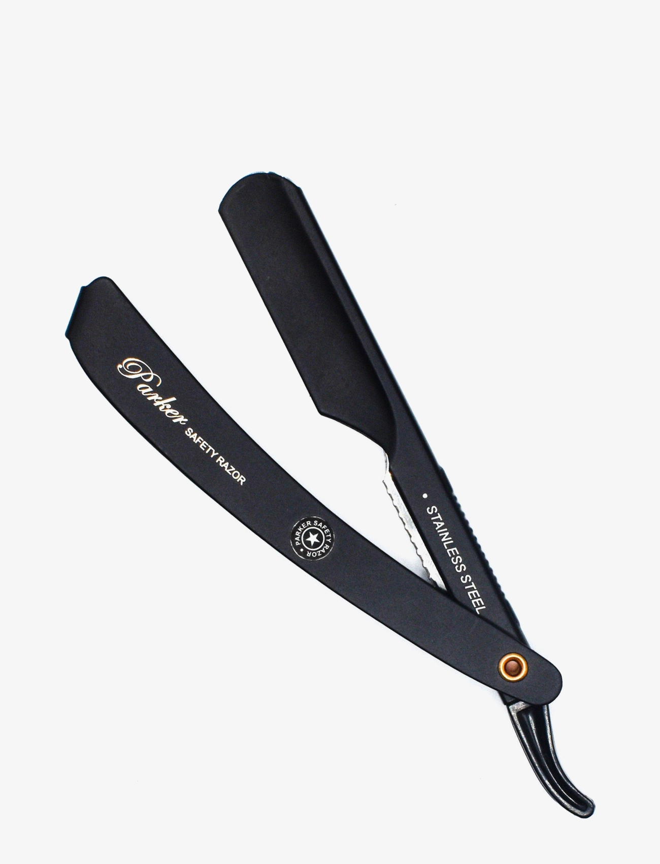 Parker - PTABK Adjustable Push w. 3 blade option Metal Black Barber/Straight Razor - barberskrabere - black - 1