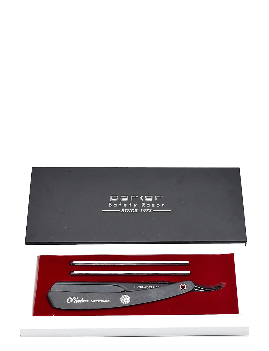 Parker - PTABK Adjustable Push w. 3 blade option Metal Black Barber/Straight Razor - pardlid - black - 4