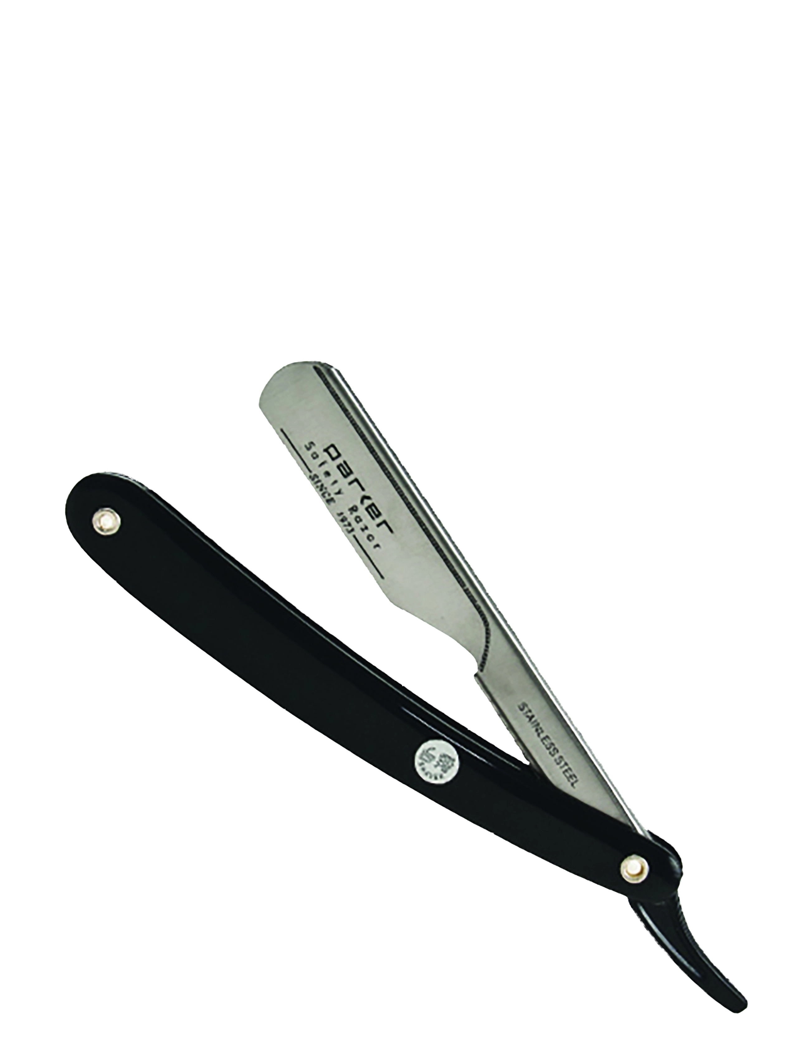 Parker Ptb Black Abs Handle Push Type Barber/Straight Razor, Razors, Sort, Str: ONE SIZE