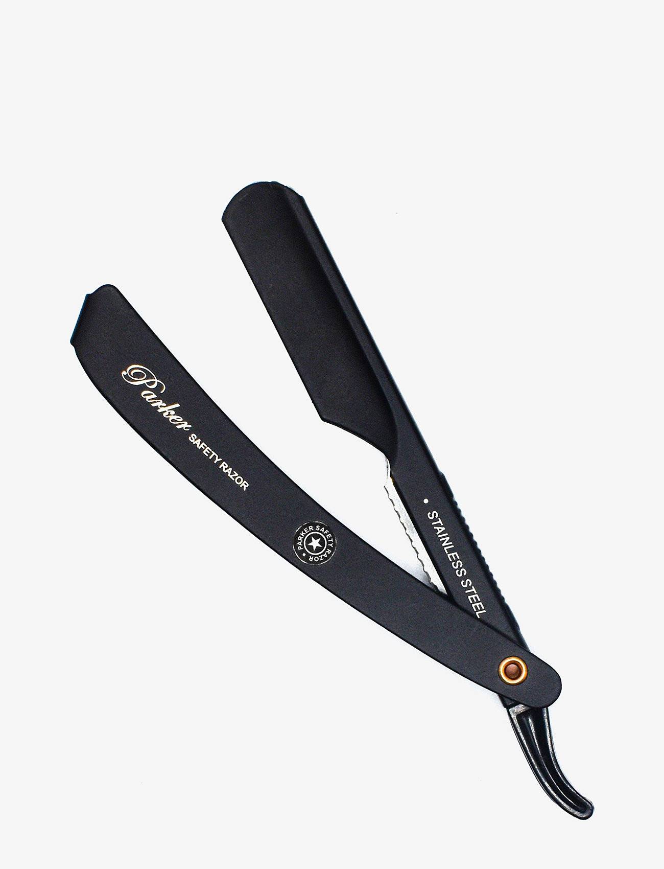 Parker - Parker PTBMETAL-Black Steel Push Type Barber/Straight Razor - barberskrabere - black - 0