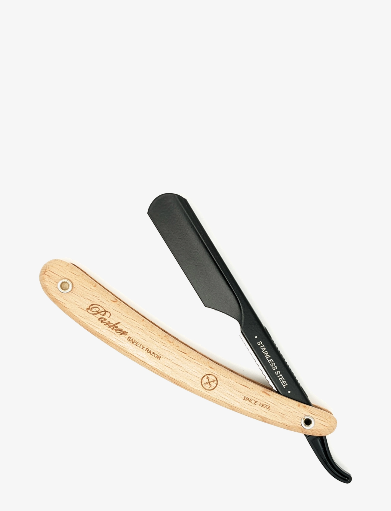 Parker PTPBA - Light Wood Handle Push Type Black Blade Holder Barber/Straight Razor - Beauty för Män - LIGHT WOOD / multi