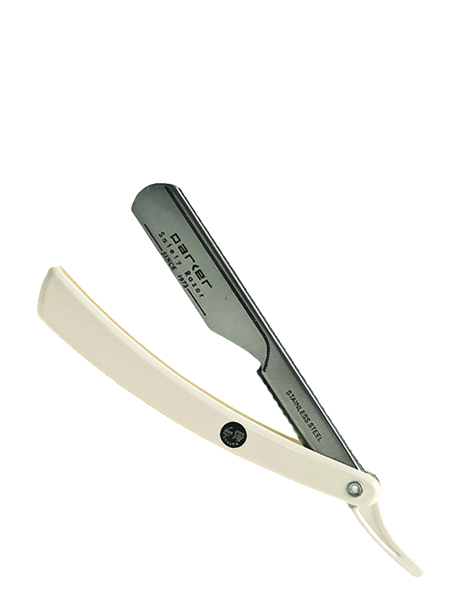 Parker - Parker PTW - White ABS Handle Push Type Barber/Straight Razor - pardlid - white - 0