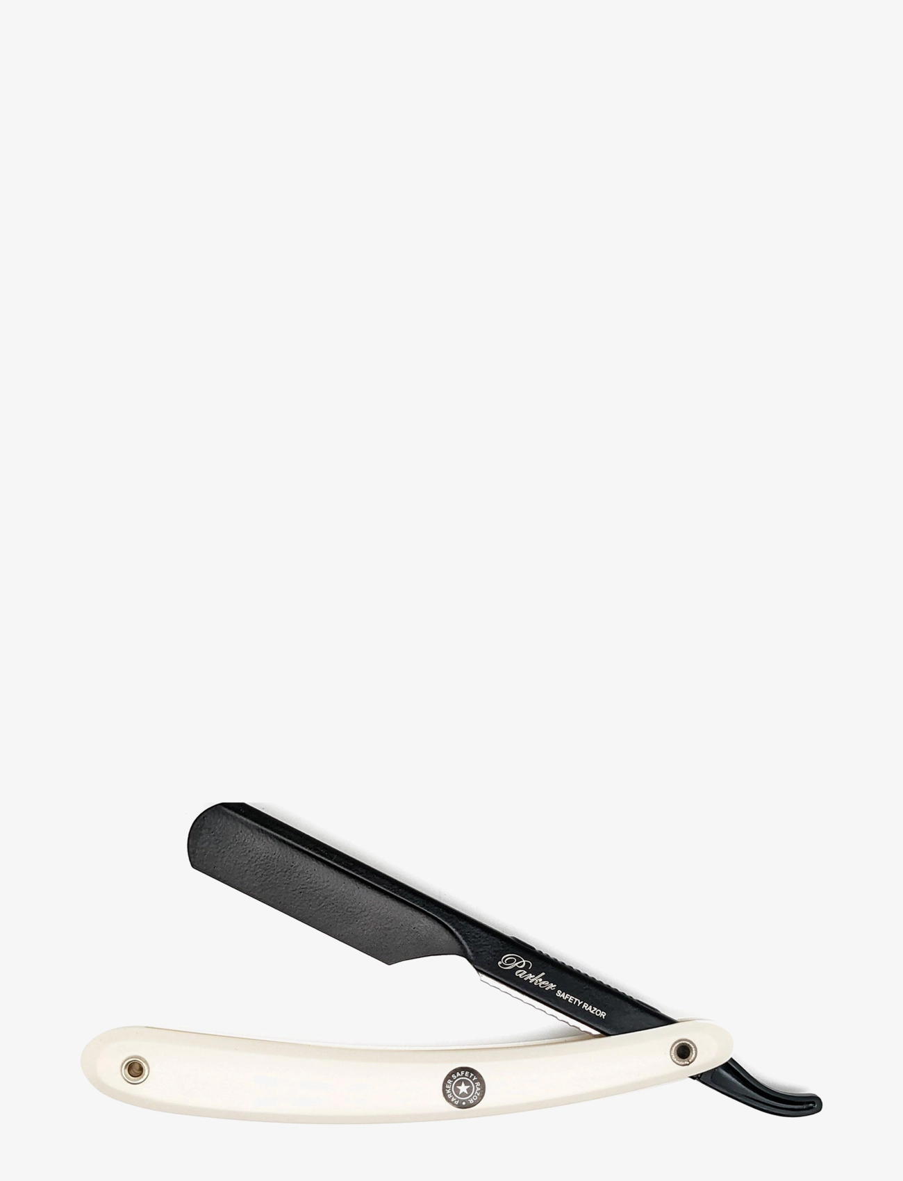 Parker Ptwba White Abs Handle Push Type Black Blade Holder Barber/Straight Razor, Razors, Hvid, Str: ONE SIZE
