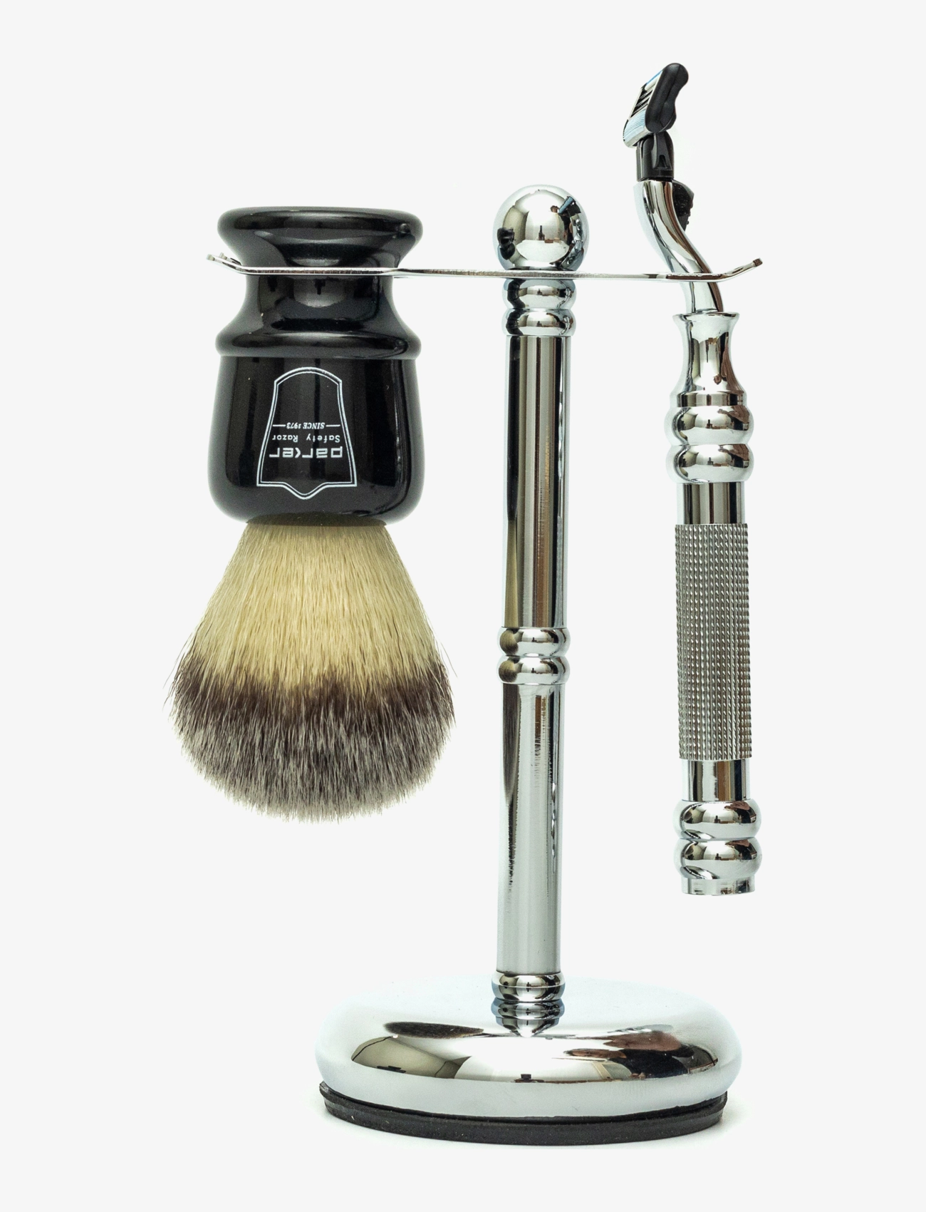 Parker 3 Piece Black Brush-43M (Mach3)-Chrome Stand, Razors, Multi/mønstret, Str: ONE SIZE
