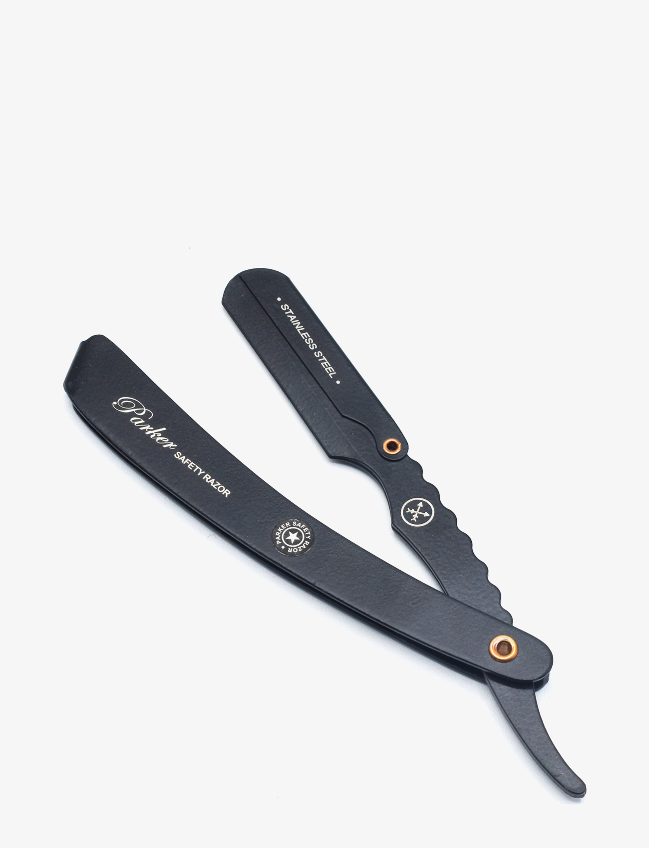 Parker Srxblk- Heavy Duty Stainless Steel Handle Clip Type Black Blade Holder Barber/Straight Razor, Razors, Sort, Str: ONE SIZE