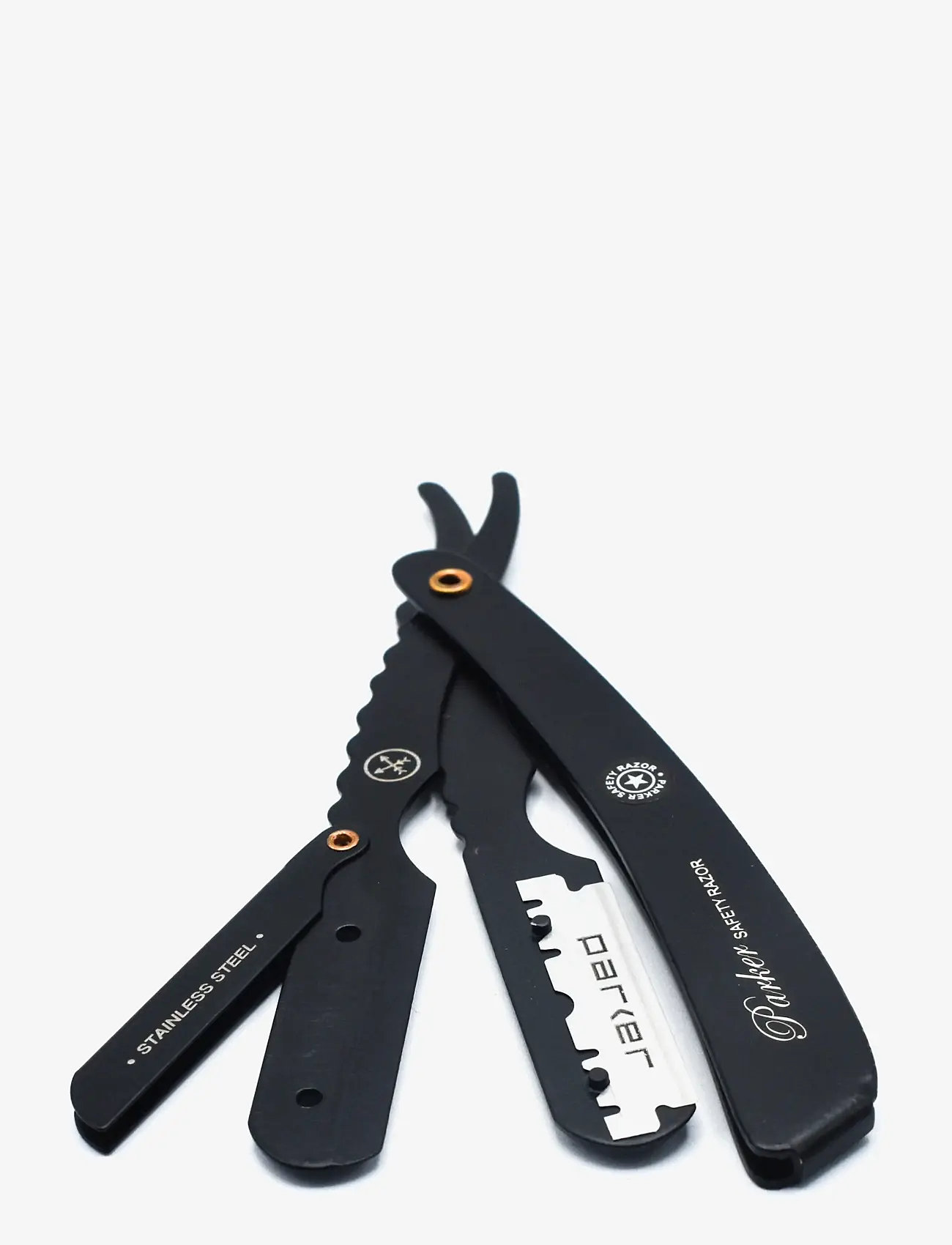 Parker - Parker SRXBLK- Heavy Duty Stainless Steel Handle Clip Type Black Blade Holder Barber/Straight Razor - barberskrabere - black - 2