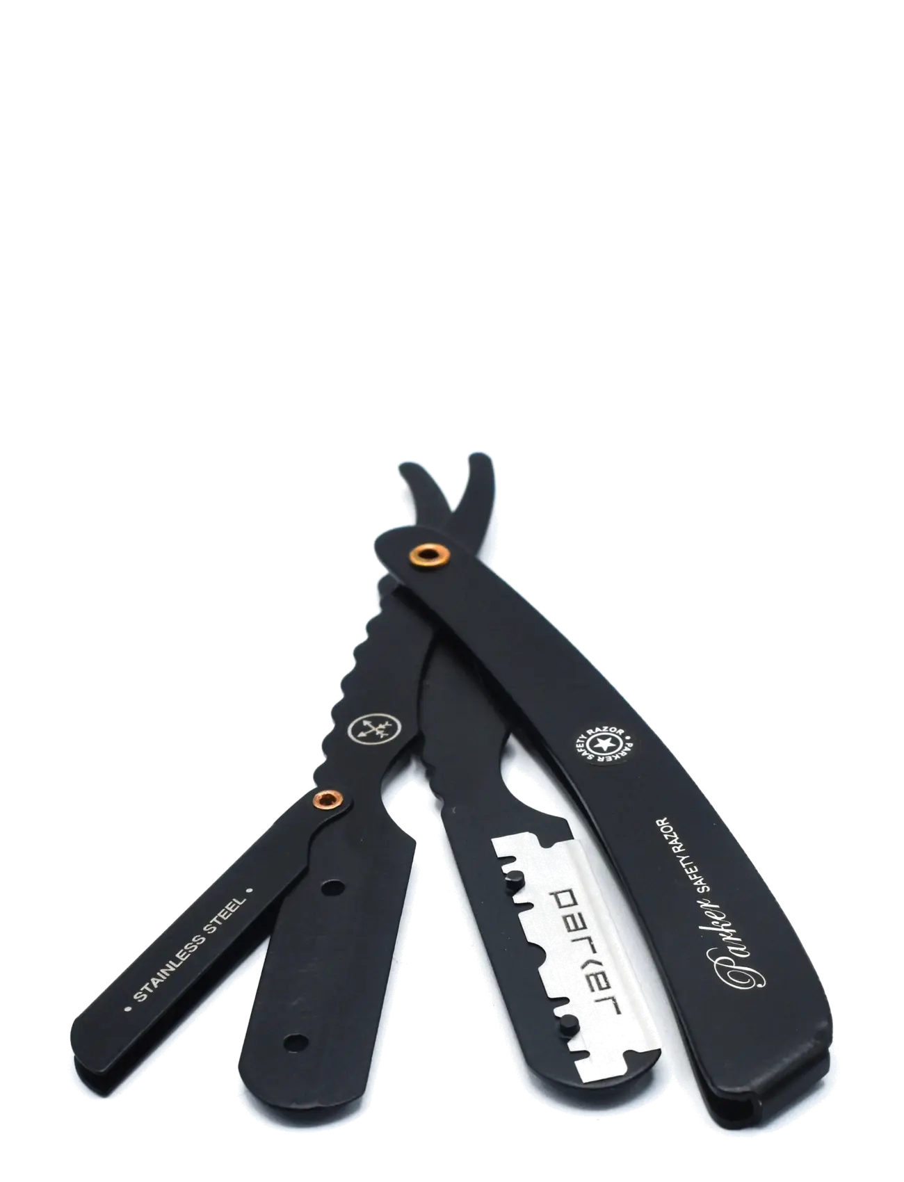 Parker - Parker SRXBLK- Heavy Duty Stainless Steel Handle Clip Type Black Blade Holder Barber/Straight Razor - skustuvai - black - 2
