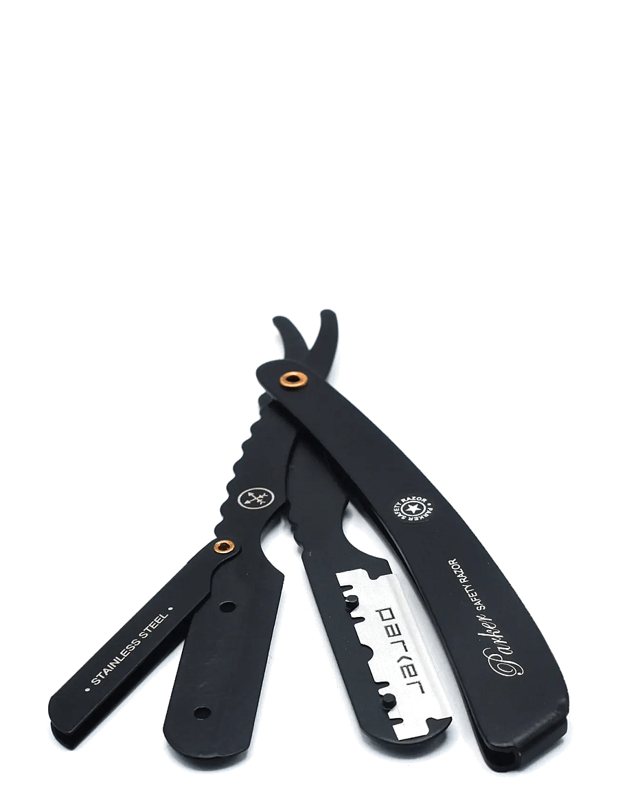 Parker - Parker SRXBLK- Heavy Duty Stainless Steel Handle Clip Type Black Blade Holder Barber/Straight Razor - pardlid - black - 2