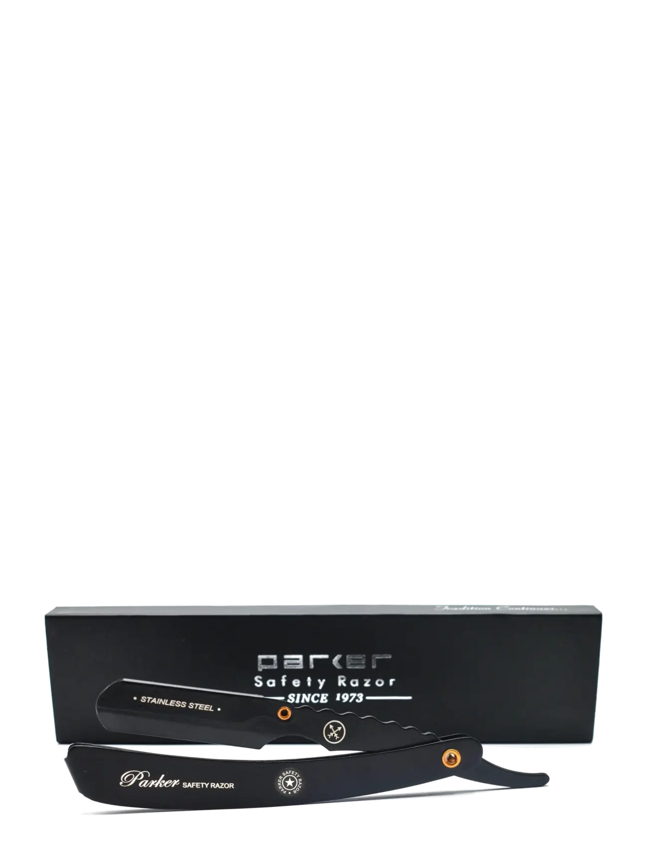 Parker - Parker SRXBLK- Heavy Duty Stainless Steel Handle Clip Type Black Blade Holder Barber/Straight Razor - skustuvai - black - 3