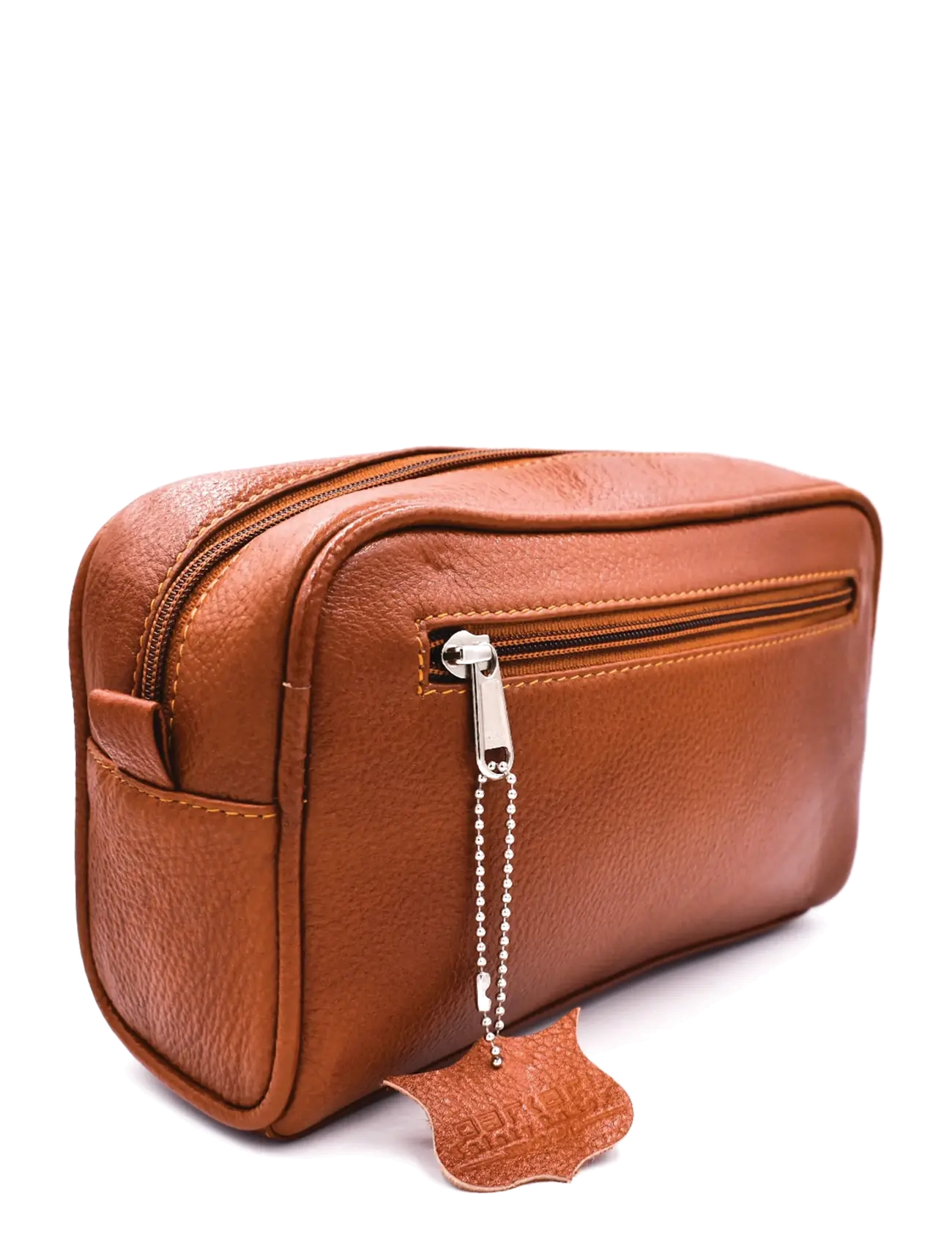 Parker Parker Leather Saddle Brown Travel/Dopp Kit - (9"X5.5"X3"), One Size, Brown, Tasker > Toilettasker, Herre