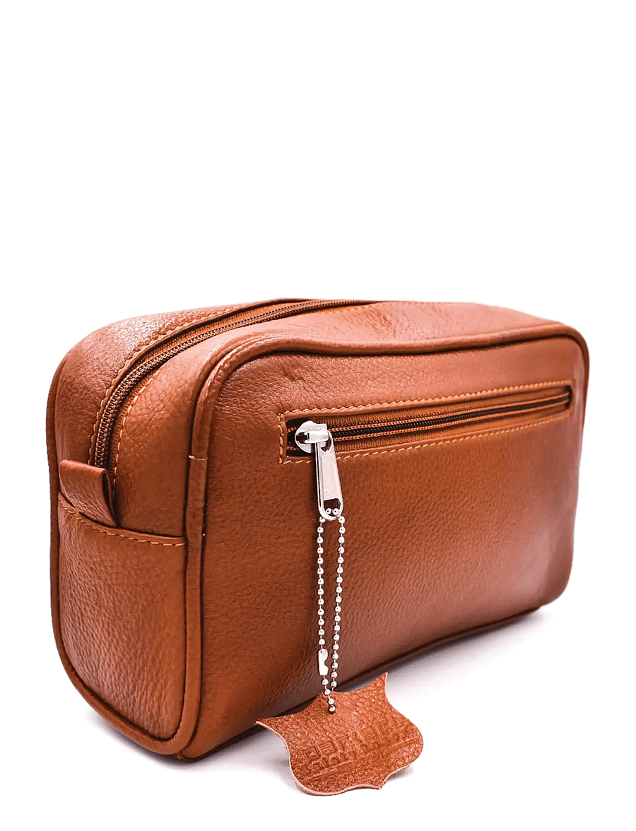 Parker - Parker Leather Saddle Brown Travel/Dopp Kit - (9"x5.5"x3") - tualett-tarvete kotikesed - saddle brown - 0