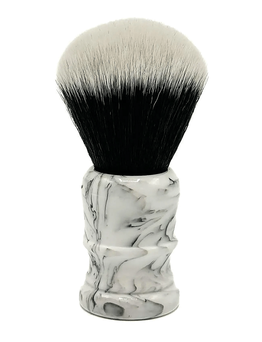 Parker - Parker White w/ Black Marbled Handle - Tuxedo Knot Synthetic Bristle Brush "Arctic Storm" - habemeajamispintslid - white marble mix - 0