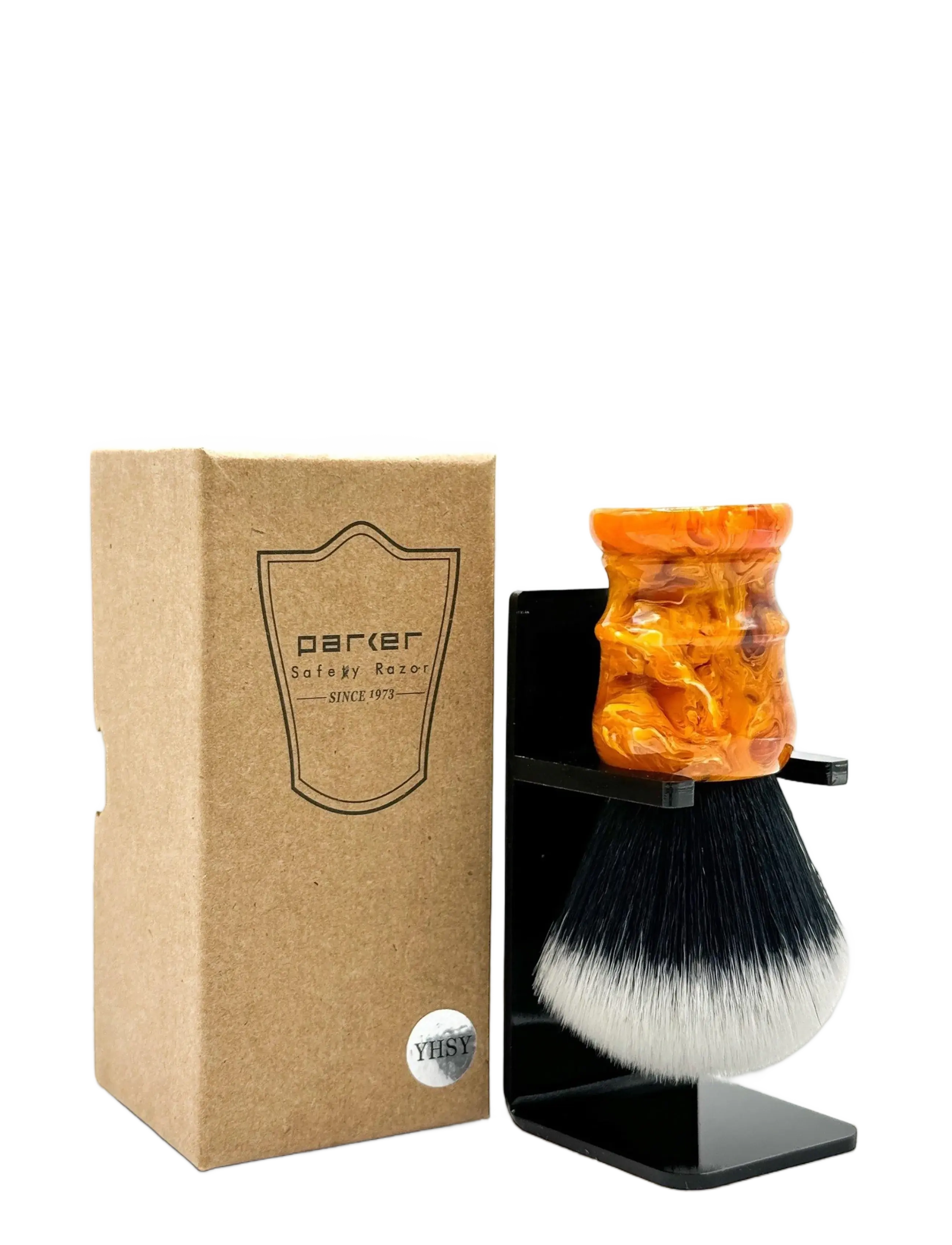 Parker - Parker Marbled Yellow Resin Handle - Tuxedo Knot Synthetic Bristle Brush "Solar Storm" - rakborste - yellow mix - 2