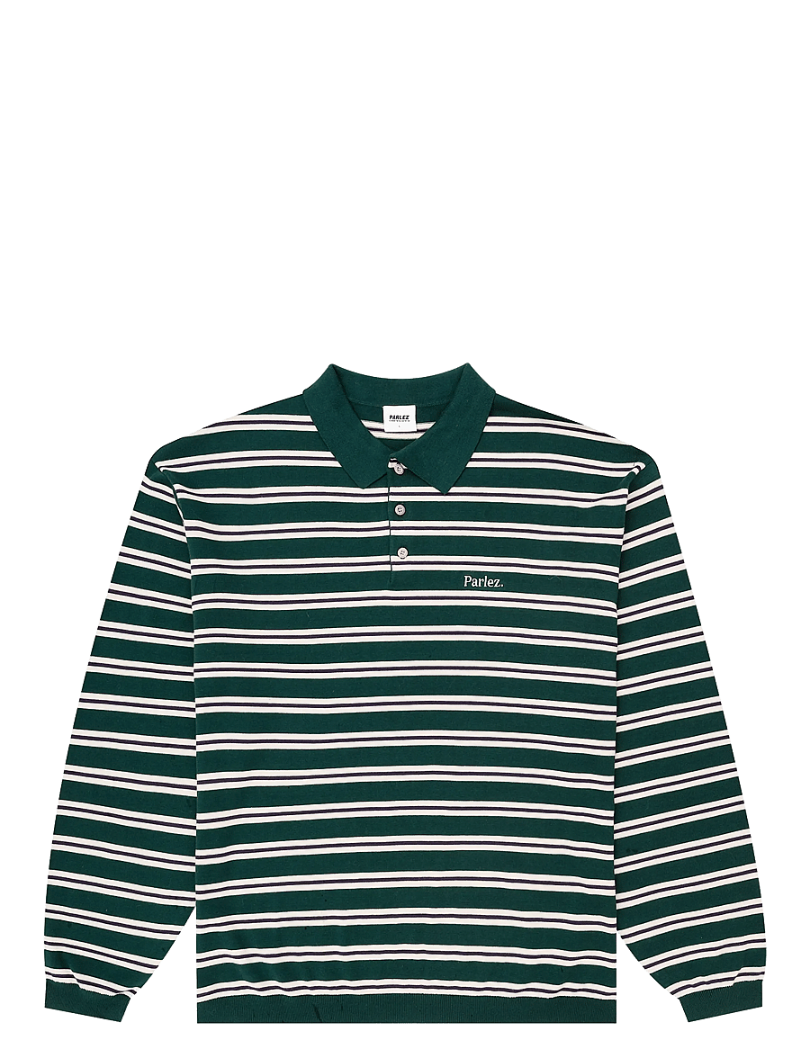 Parlez - Crossfield L/S Polo Knit - langärmelige strick-polohemden - deep green - 0