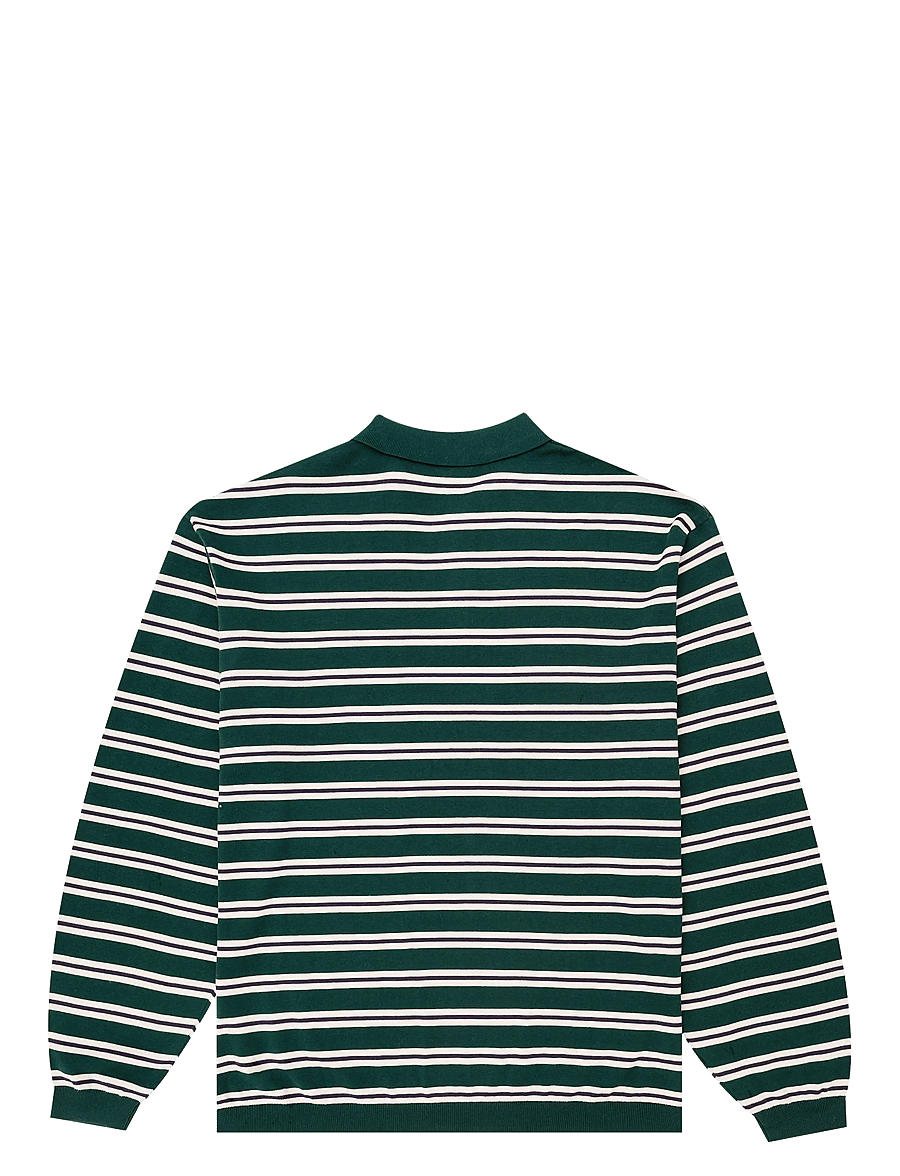 Parlez - Crossfield L/S Polo Knit - langärmelige strick-polohemden - deep green - 1