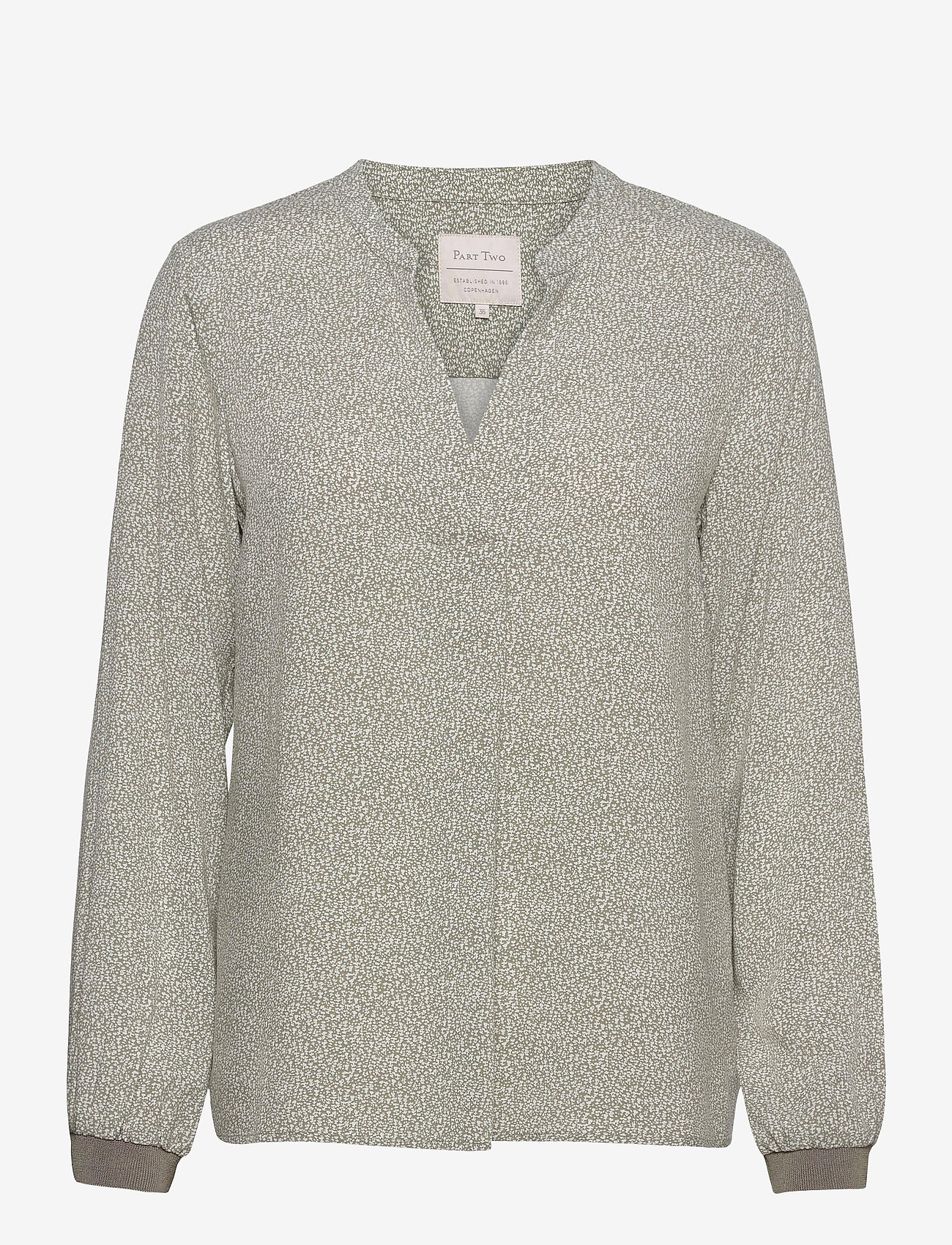 Part Two - TonniePW BL - long-sleeved blouses - vetiver, texture print - 0