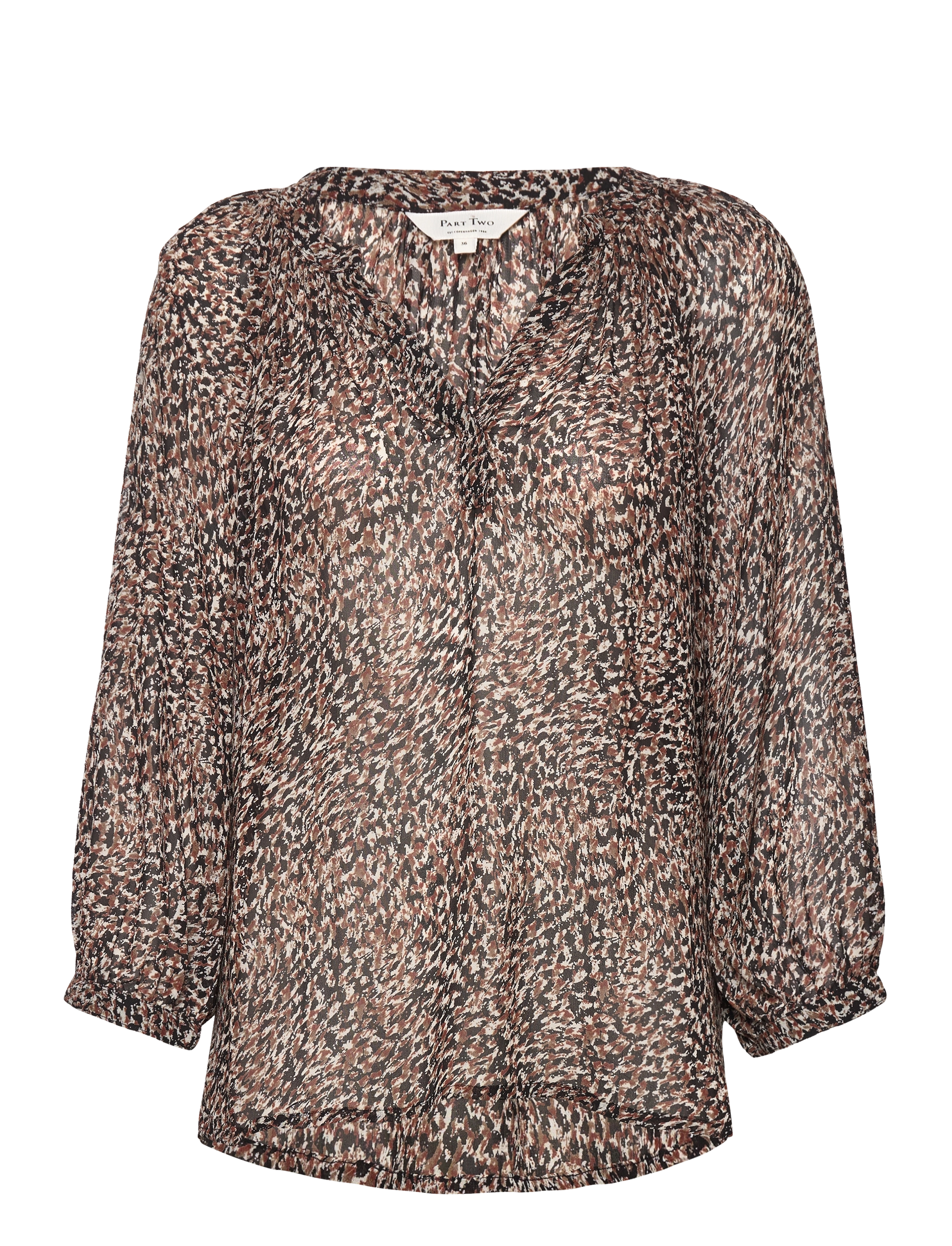 Part Two ErdonaePW BL - Blouses & Overhemden - BLACK GRANITE PRINT / brown