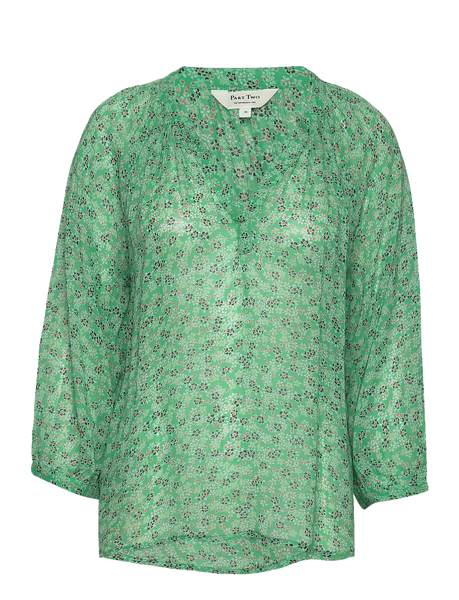 Part Two - ErdonaePW BL - langermede bluser - greenbriar mini flower - 1