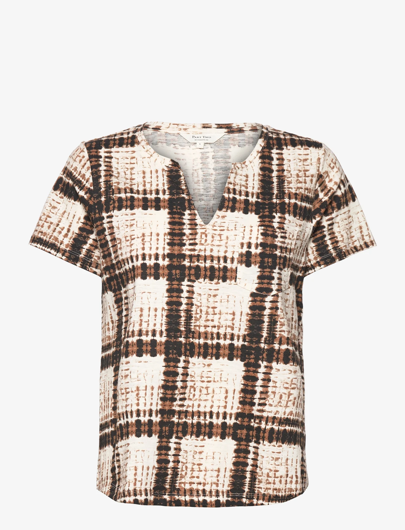 Part Two - GesinaPW TS - short-sleeved blouses - brown square print - 0