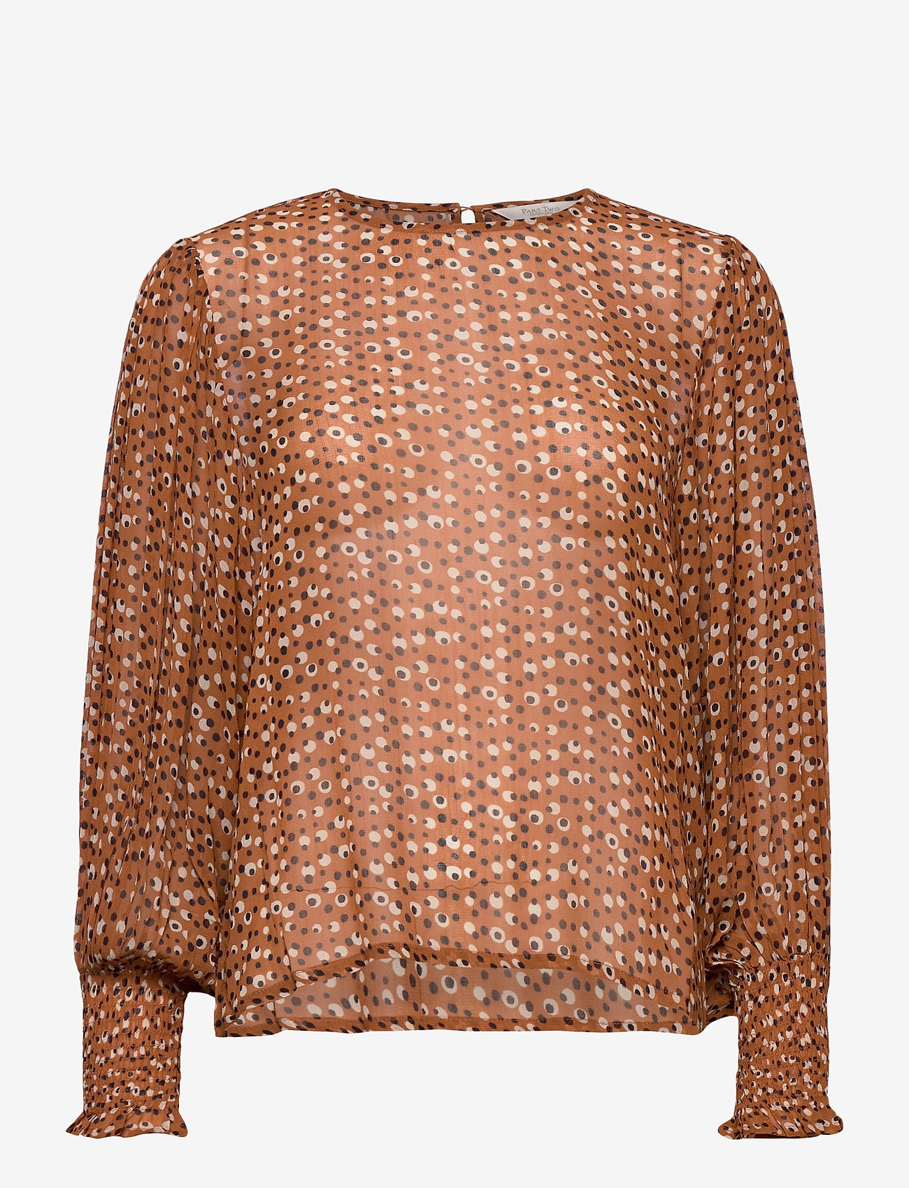 Part Two - EritaPW BL - long-sleeved blouses - dot print, hazel brown - 0