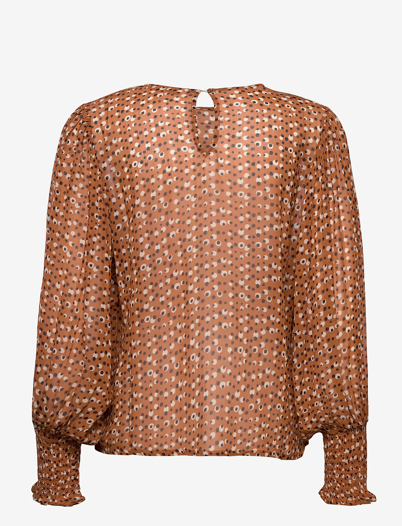 Part Two - EritaPW BL - long-sleeved blouses - dot print, hazel brown - 1