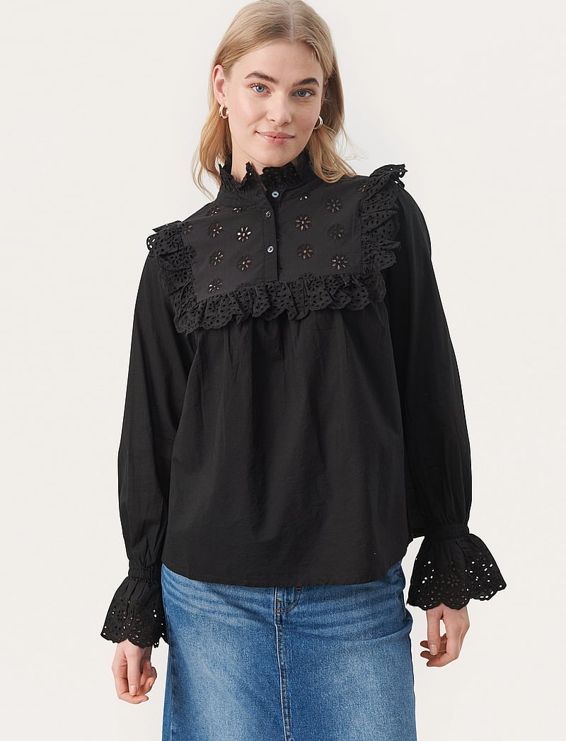 Part Two - NileaPW SH - långärmade blusar - black - 0